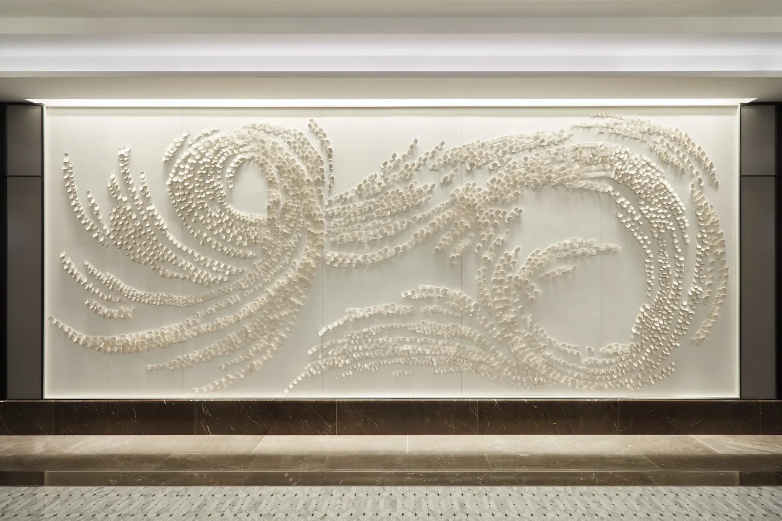 custom art installation featuring handmade porcelain pieces by AllKinds Studio Chicago