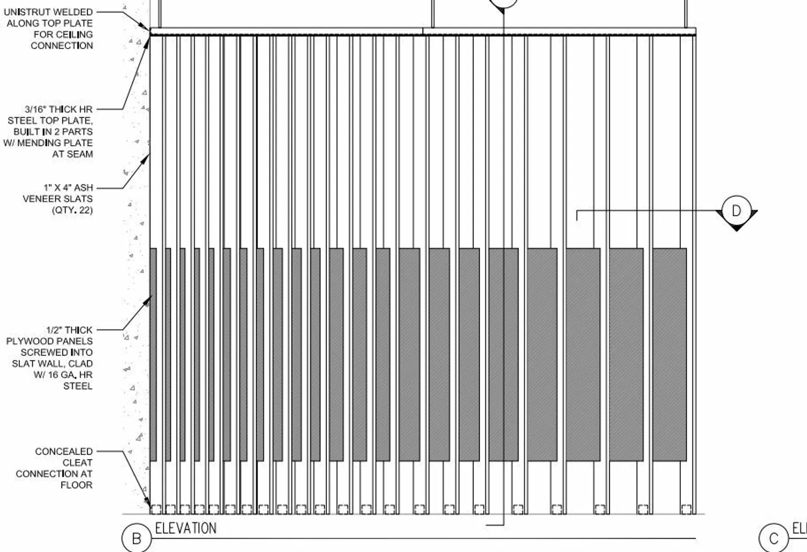Custom reception slat wall shop drawing Icon Modern