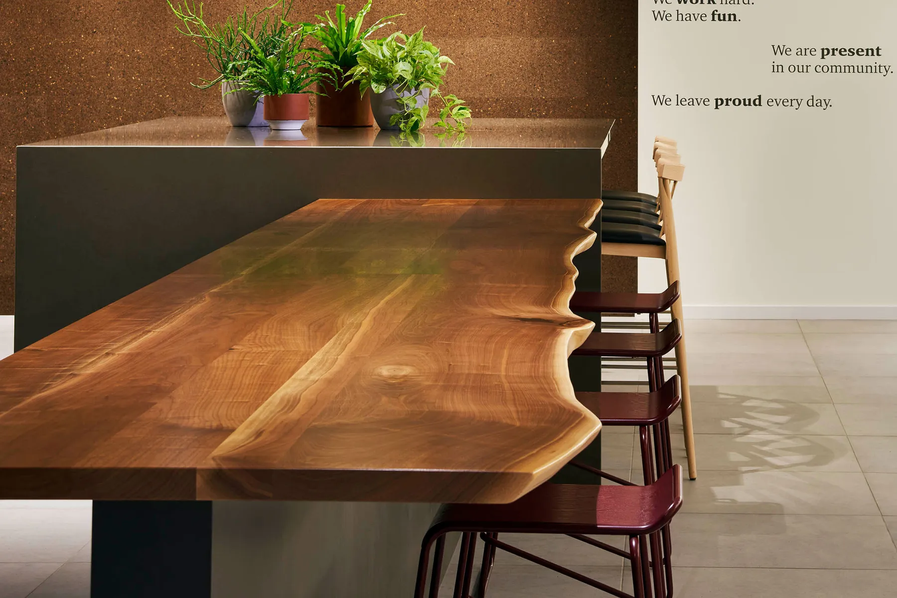 Urban walnut + live edge community table