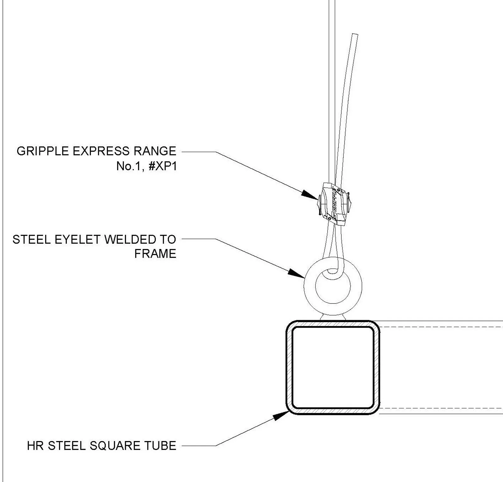 Eyelet welded onto tube shop drawing