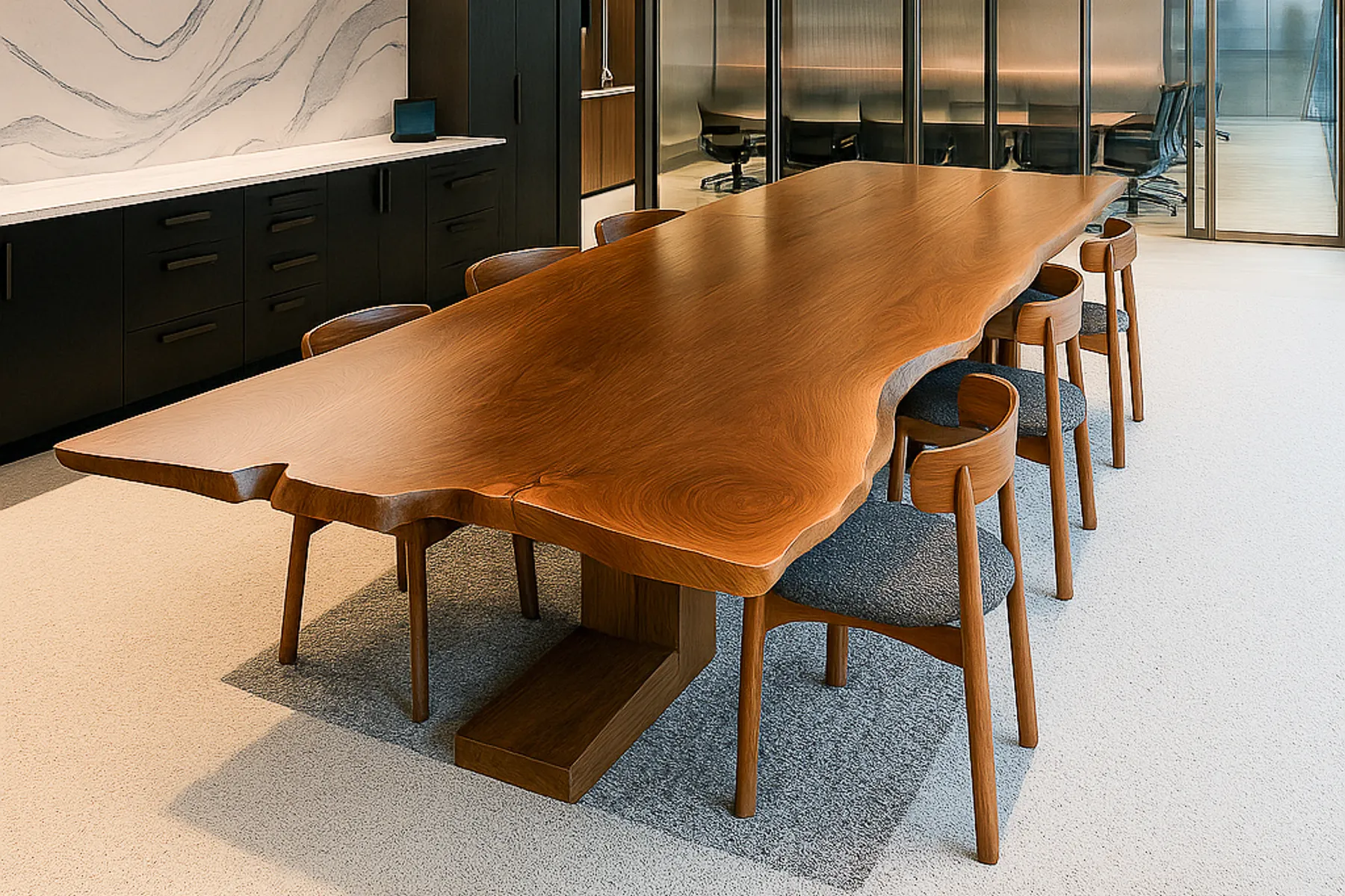 custom live edge conference table by Icon Modern