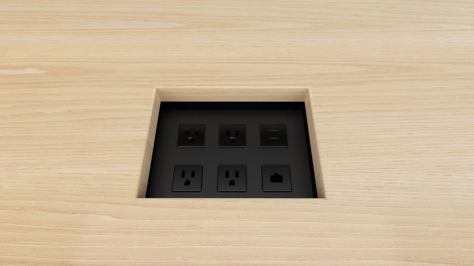 custom table power integration by Icon Modern (in-surface under mounted)