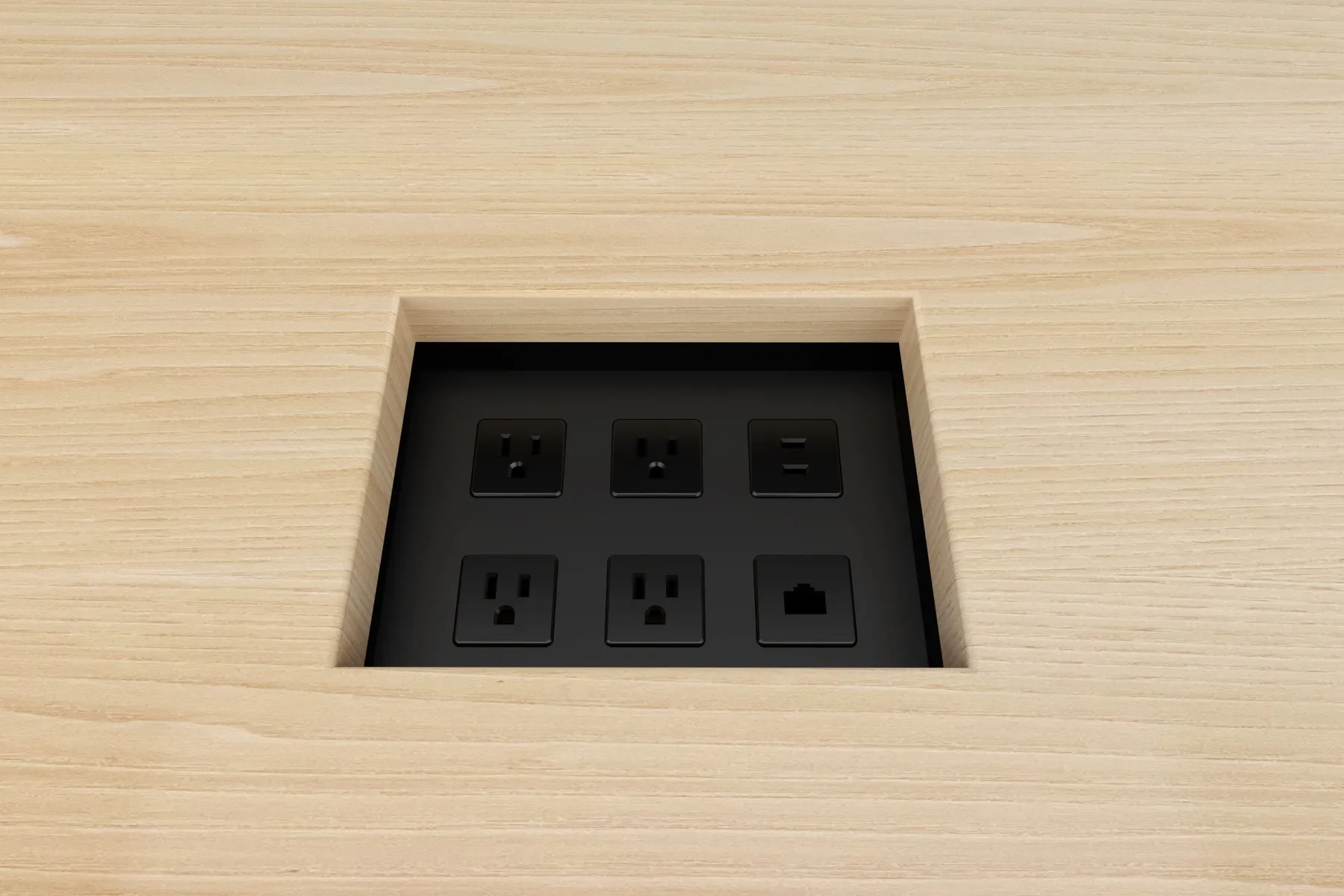 custom table power integration by Icon Modern (in-surface under mounted)
