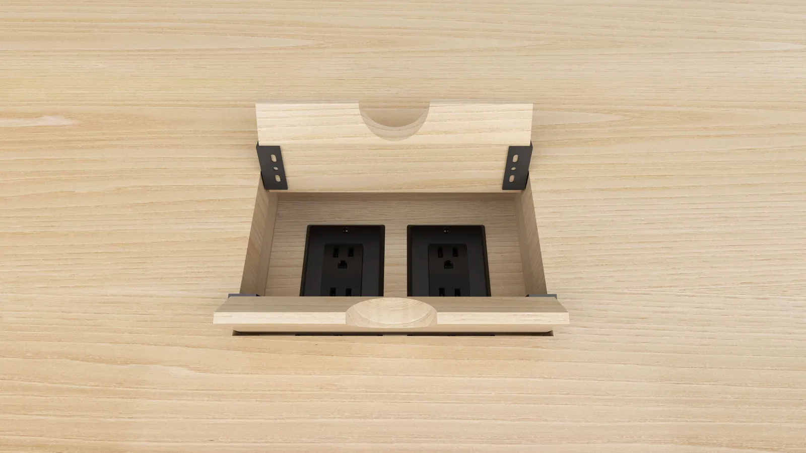 custom table power integration by Icon Modern (in-surface flip-up)