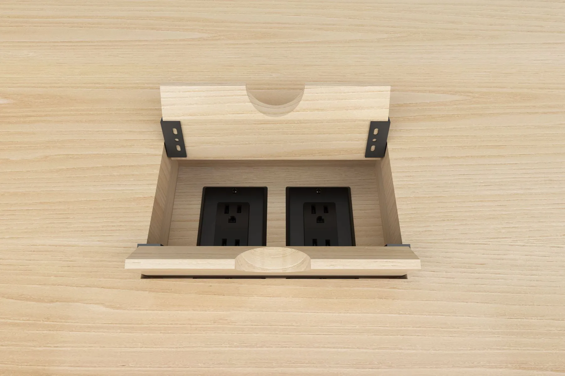 custom table power integration by Icon Modern (in-surface flip-up)