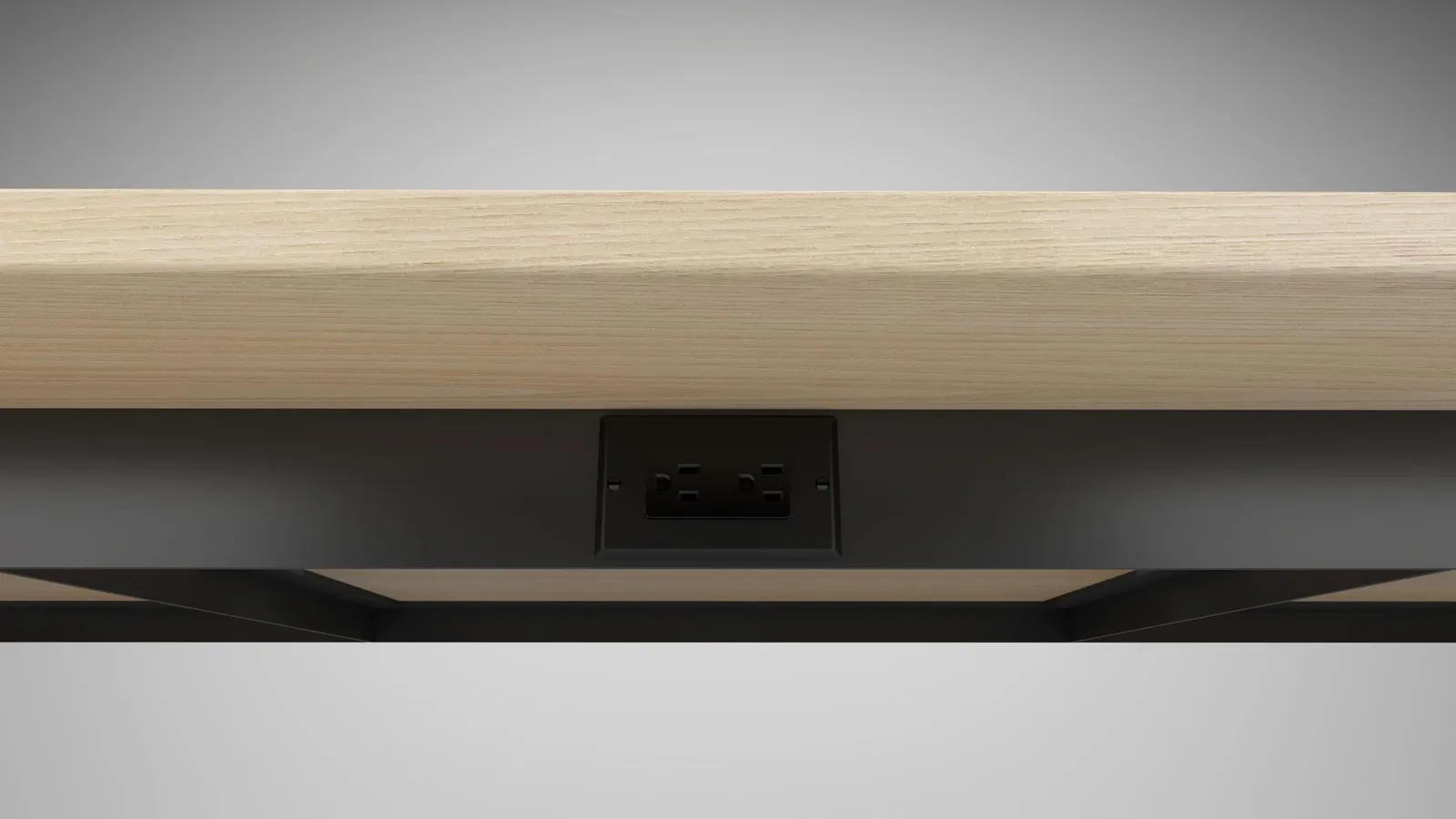 custom table power integration by Icon Modern (below-surface steel apron)