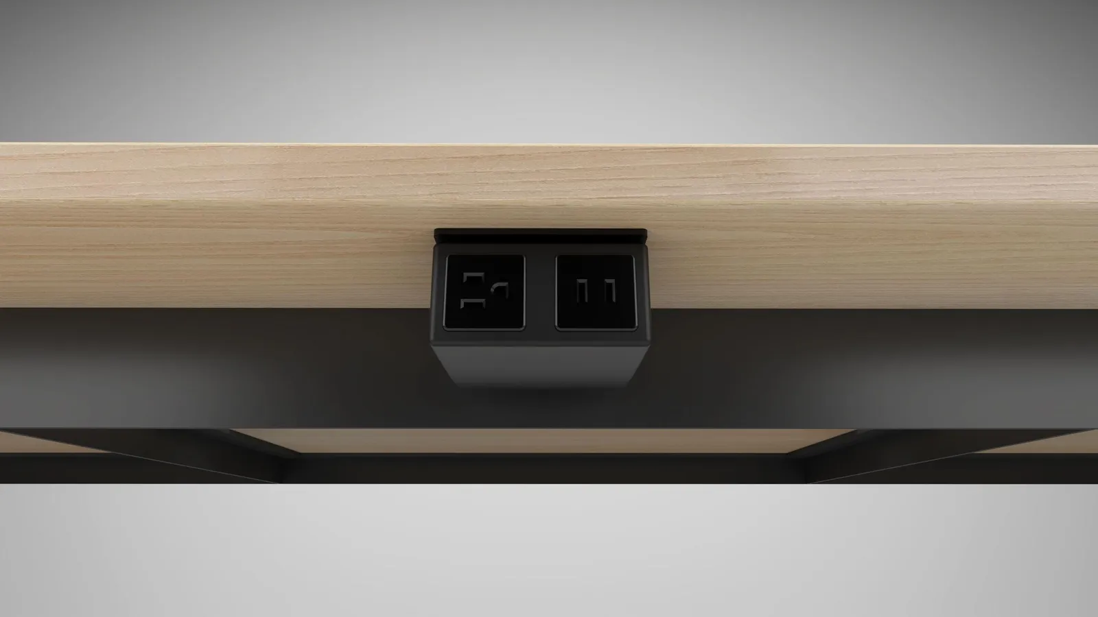 custom table power integration by Icon Modern (below-surface under mount)