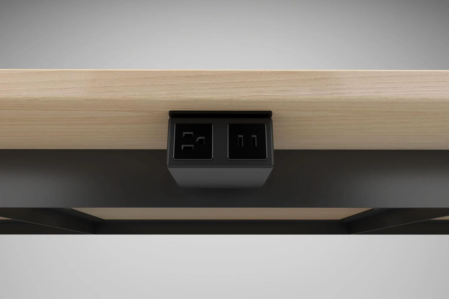 custom table power integration by Icon Modern (below-surface under mount)