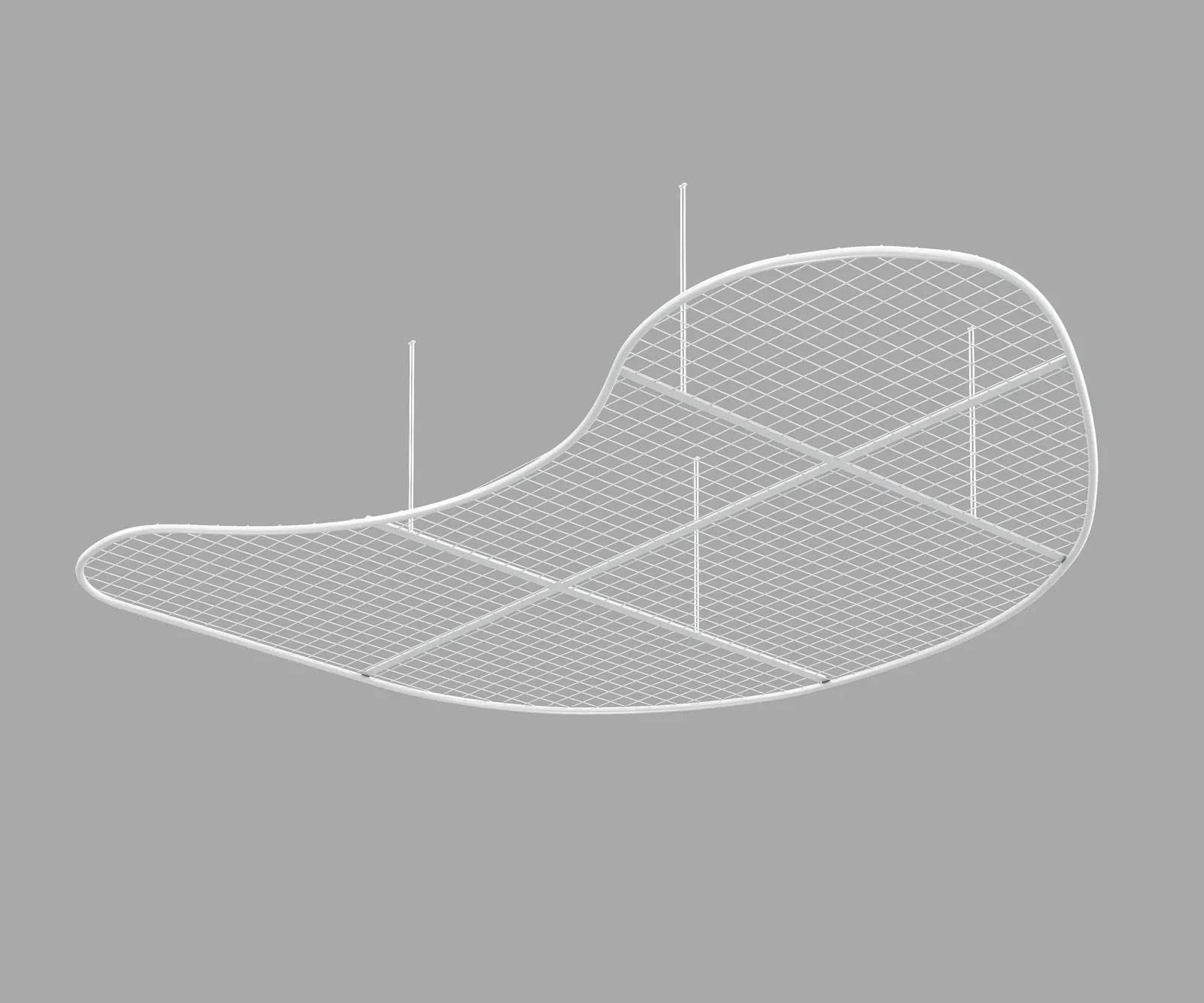 custom steel ceiling element in a white powdercoat finish rendering by Icon Modern