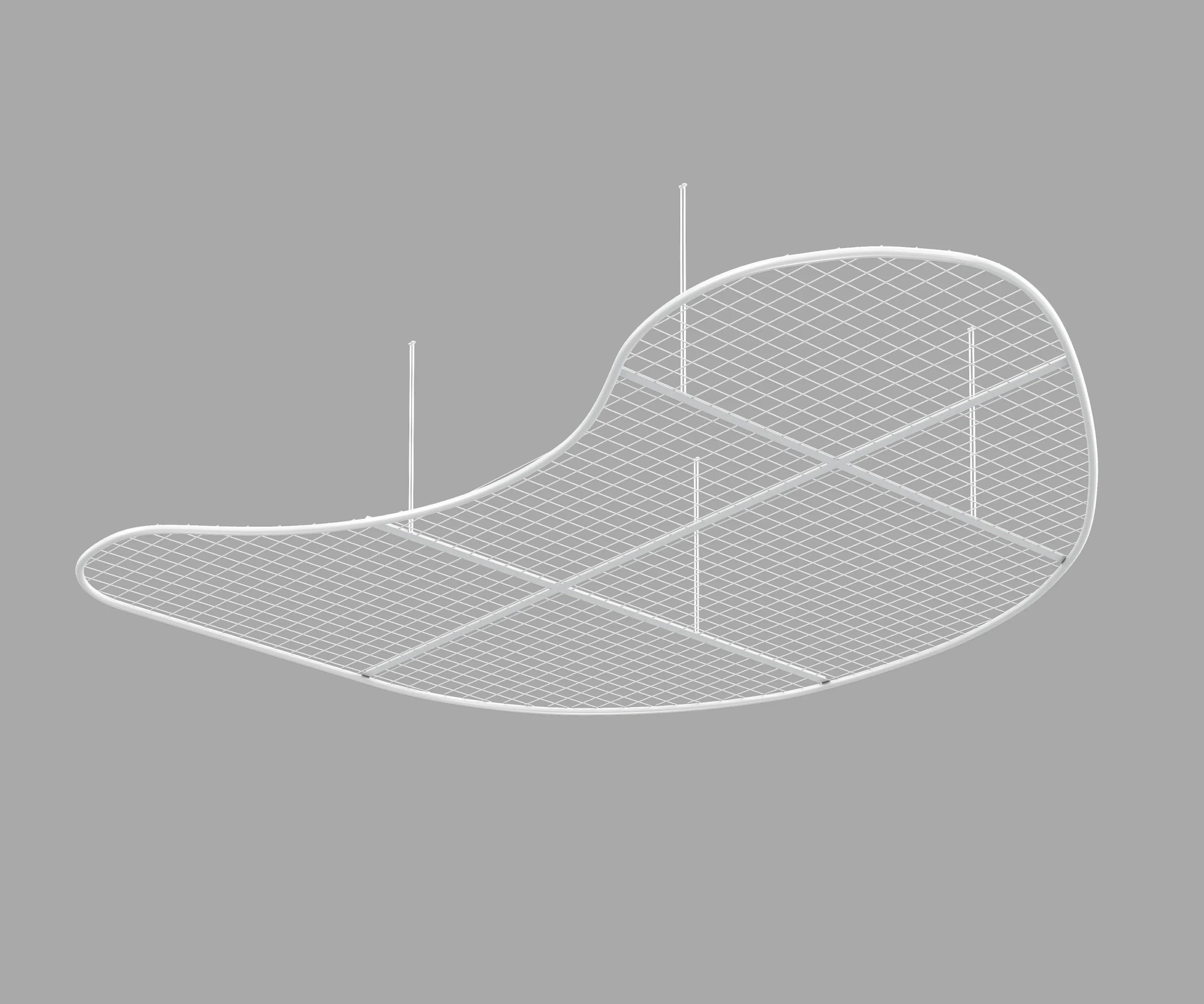 custom steel ceiling element in a white powdercoat finish rendering by Icon Modern