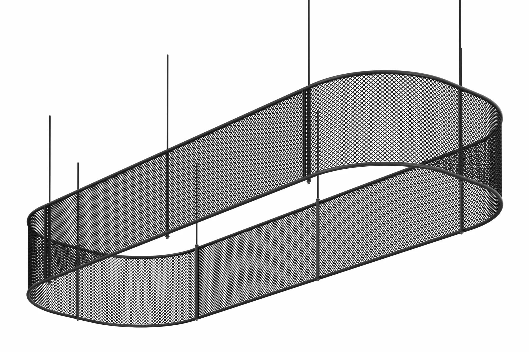 custom pill-shaped ceiling element with black powdercoat by Icon Modern