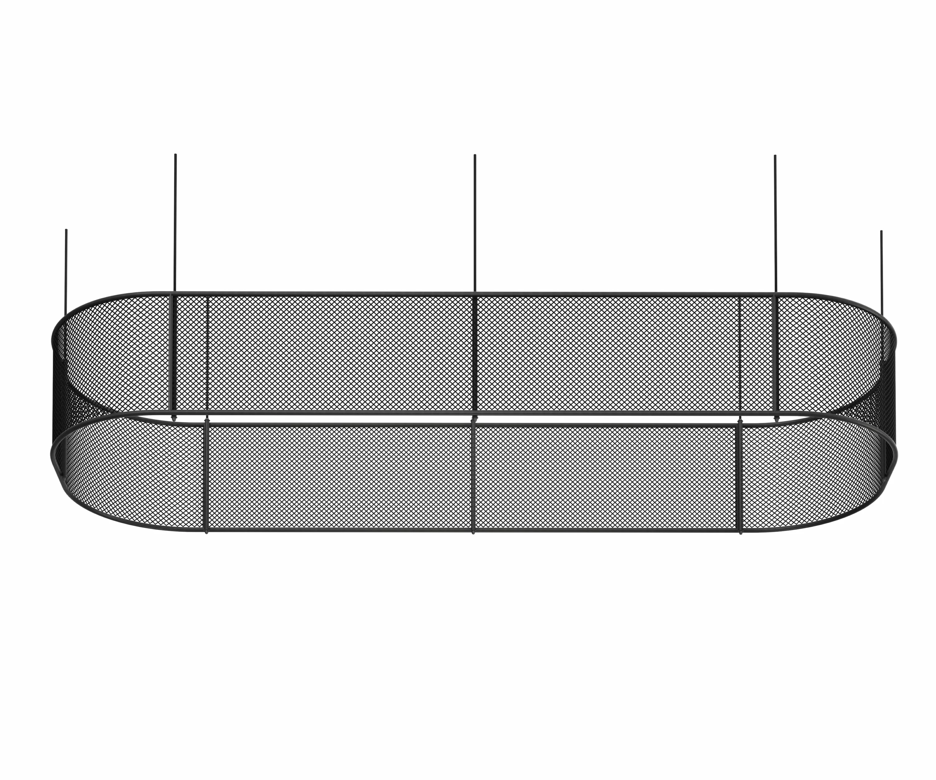 custom pill-shaped ceiling element with black powdercoat by Icon Modern