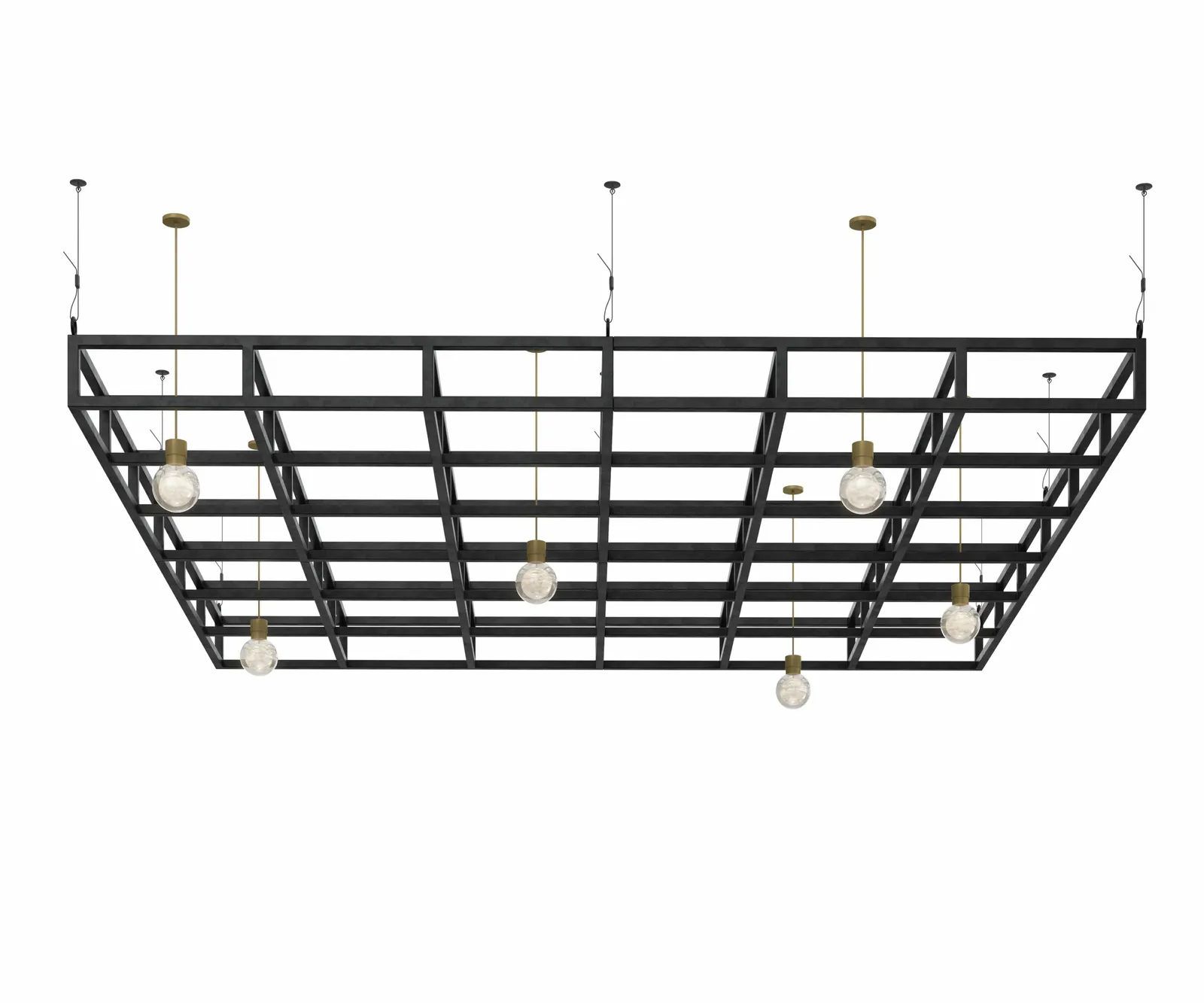 custom steel grid ceiling element rendering by Icon Modern