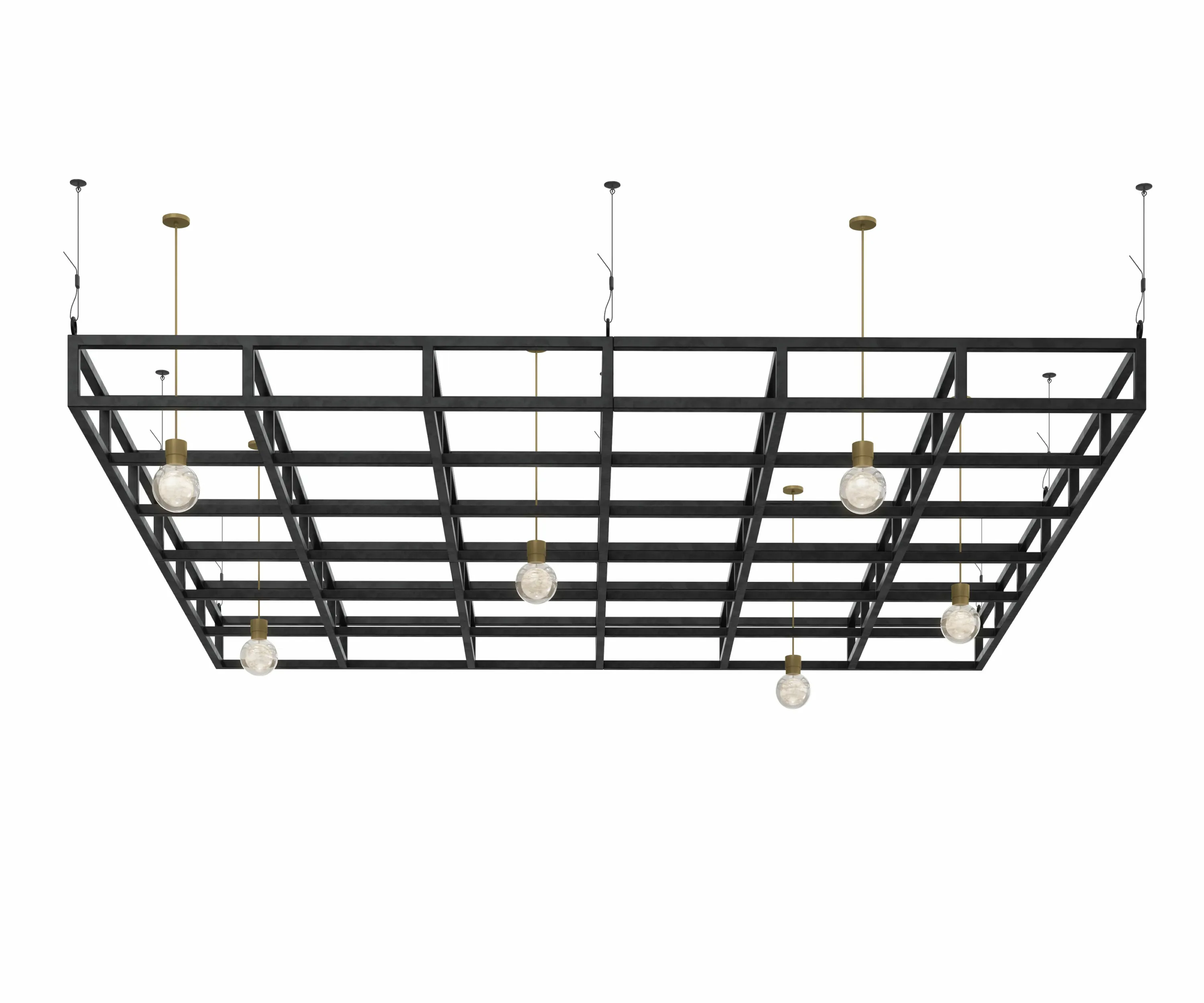 custom steel grid ceiling element rendering by Icon Modern