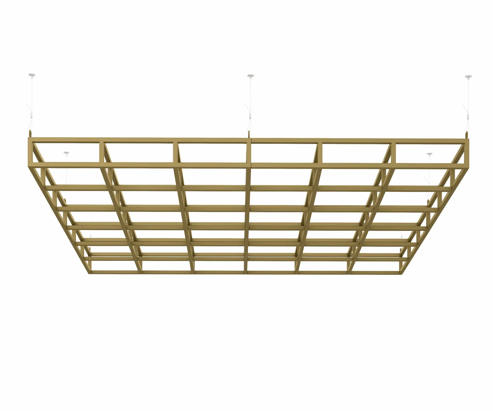 custom steel grid ceiling element rendering in a brass-color powdercoat by Icon Modern