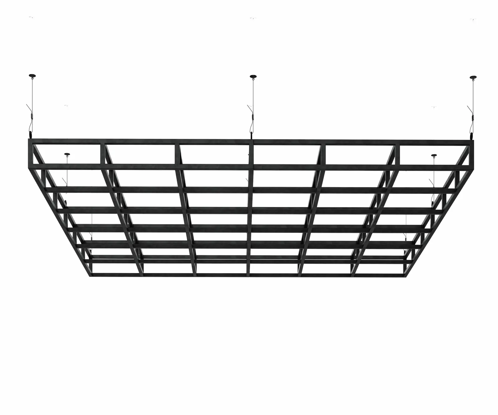 custom steel grid ceiling element rendering by Icon Modern