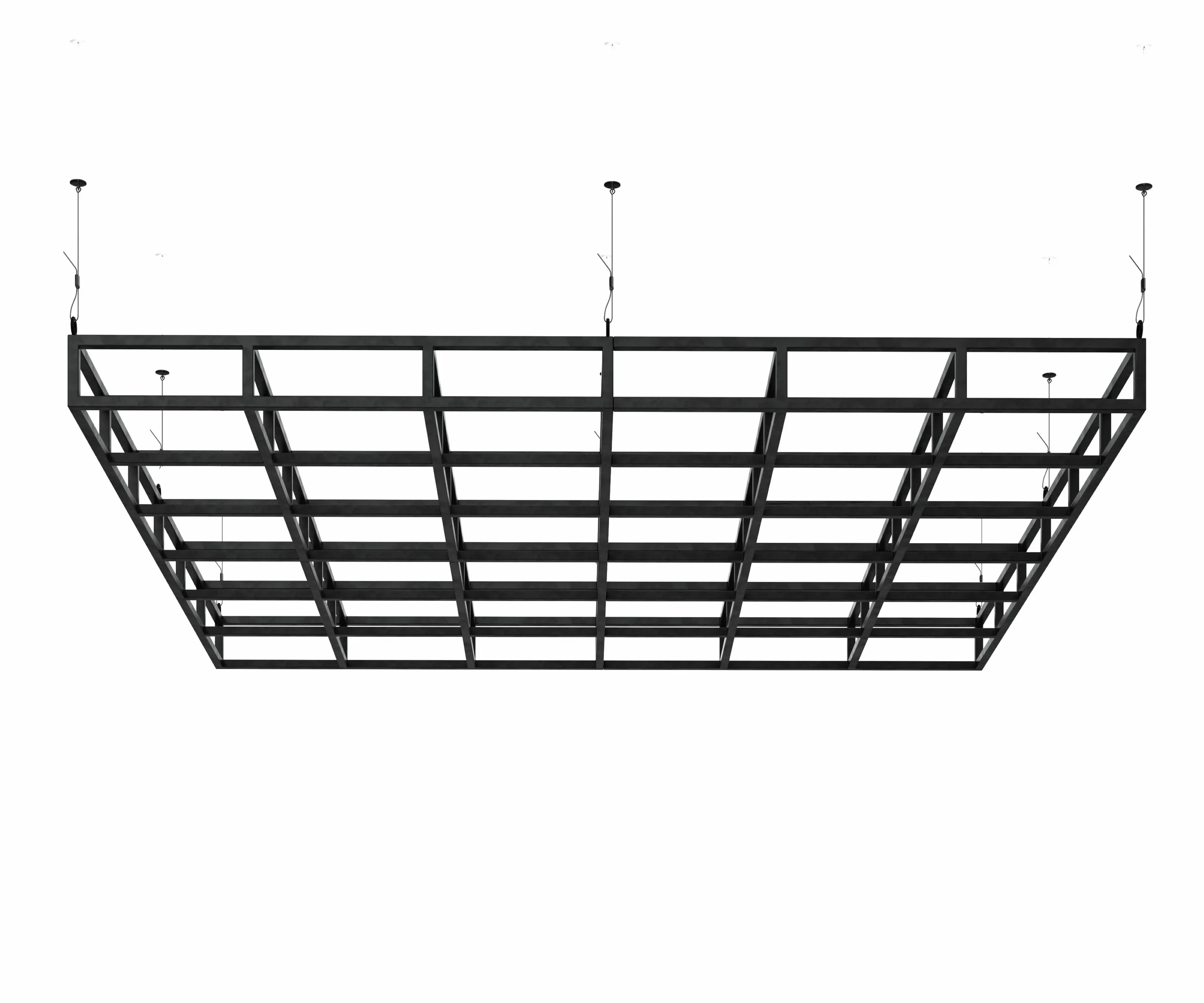 custom steel grid ceiling element rendering by Icon Modern