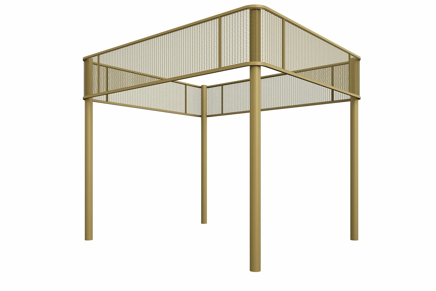 custom steel canopy in a brass colored powdercoat rendering by Icon Modern