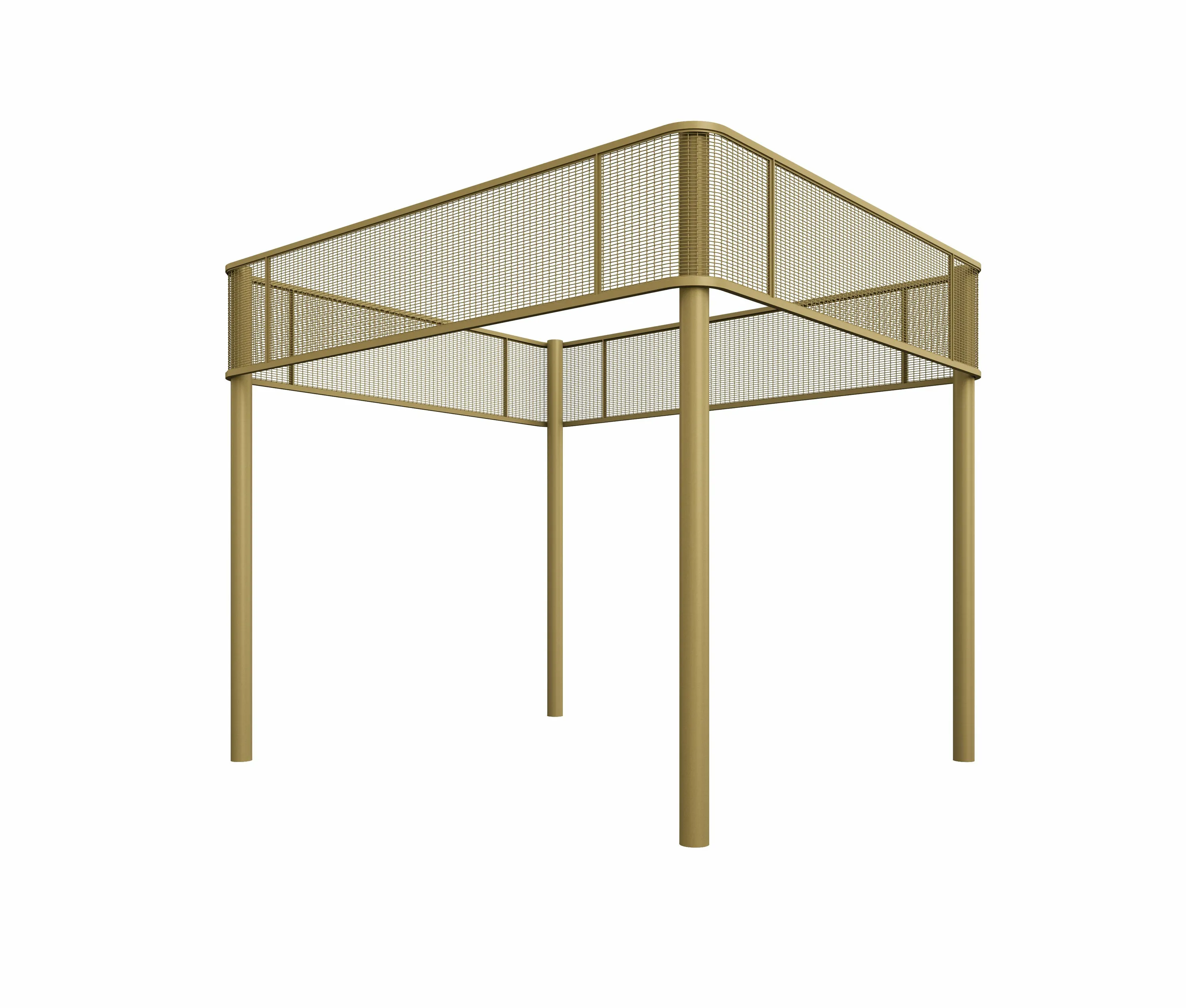 custom steel canopy in a brass colored powdercoat rendering by Icon Modern