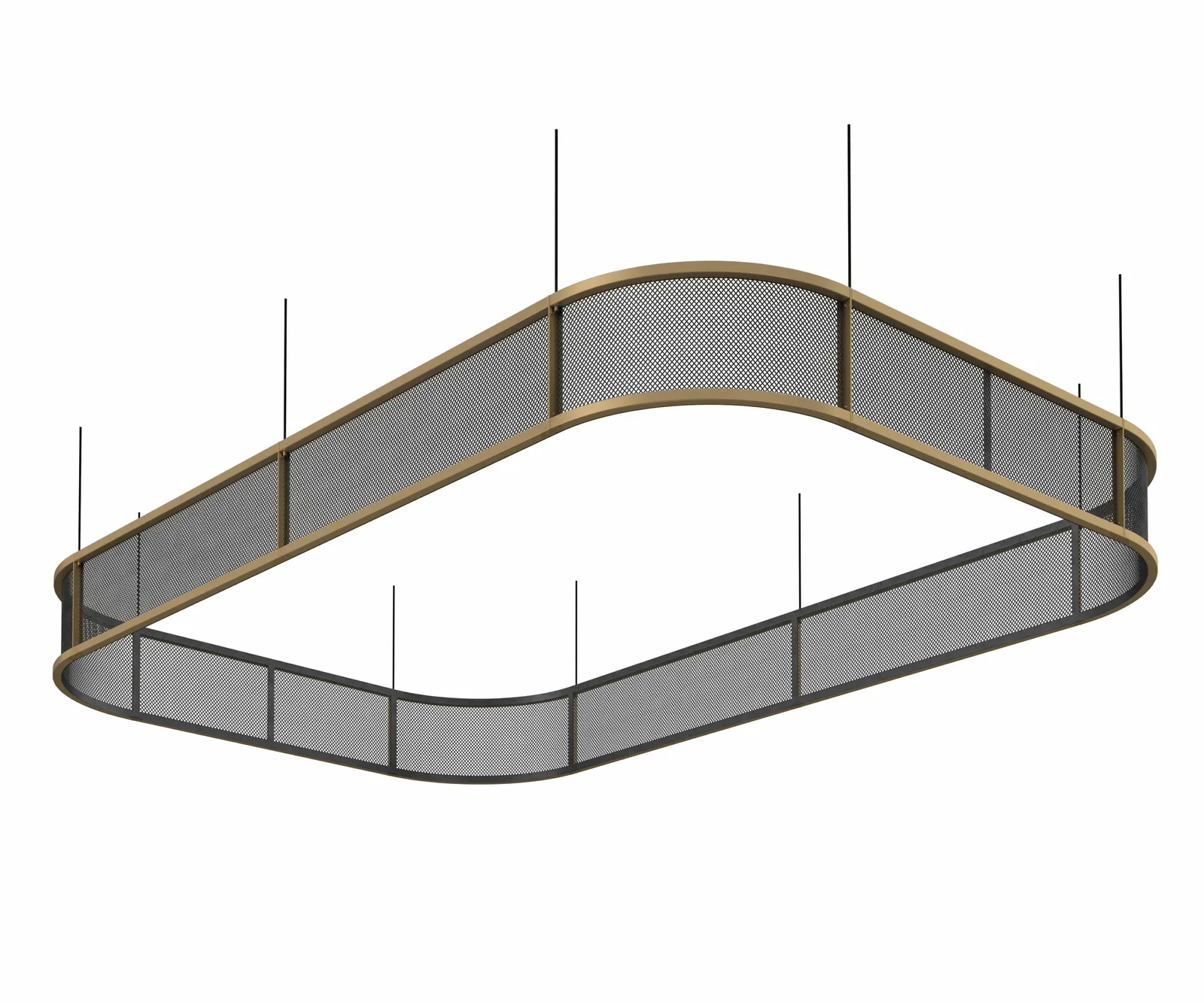 custom steel tube ceiling element with perforated metal infill by Icon Modern