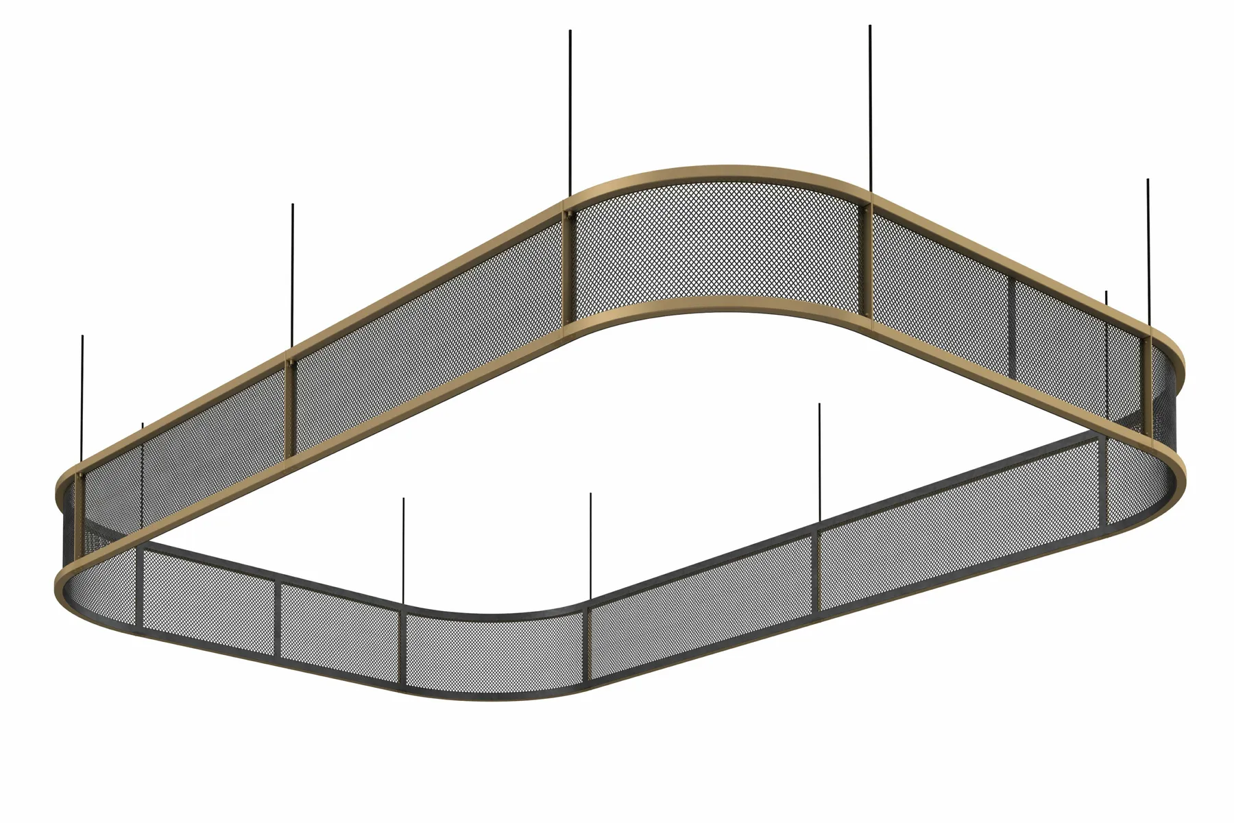 custom steel tube ceiling element with perforated metal infill by Icon Modern