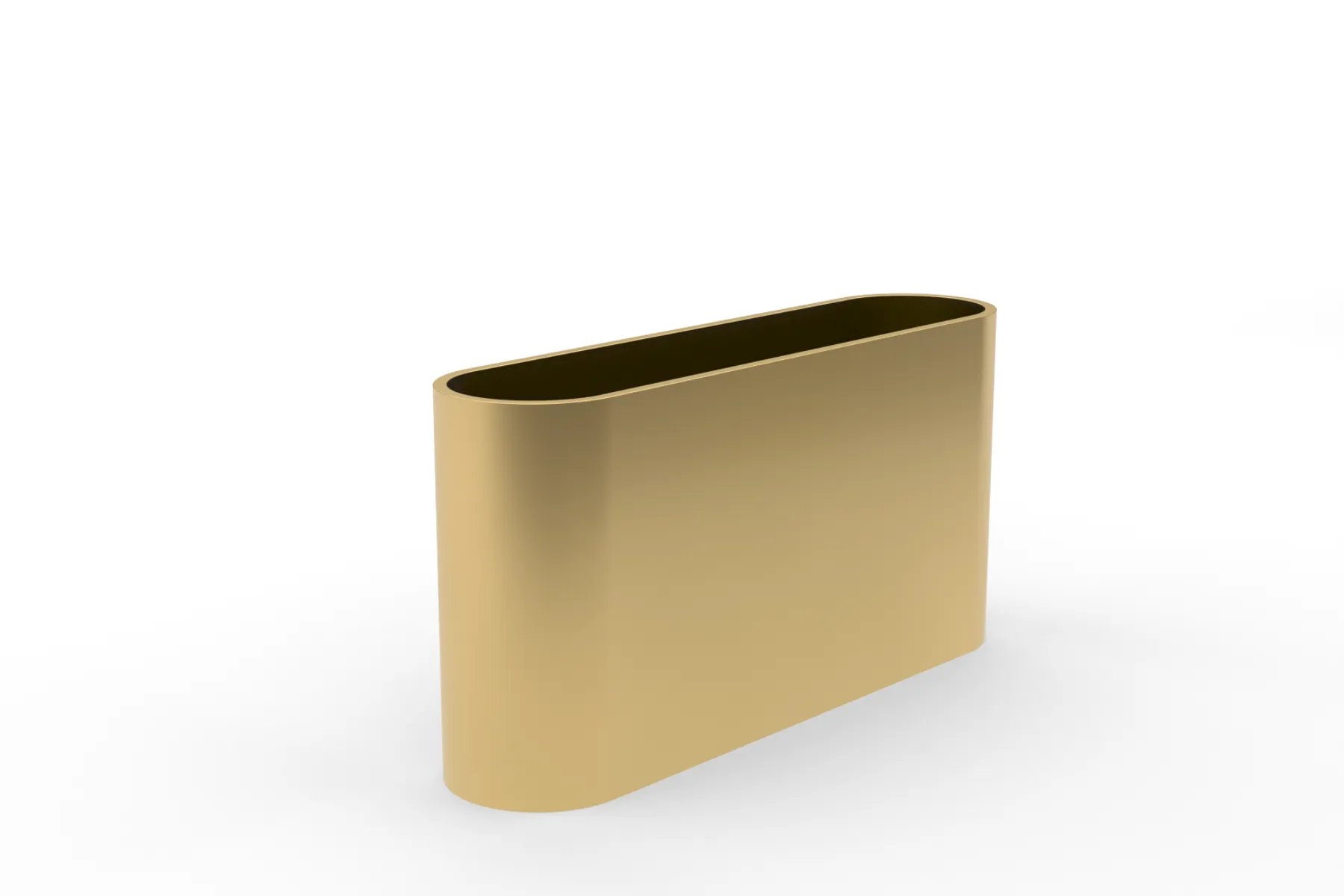 custom planter in steel with brass color powdercoat by Icon Modern