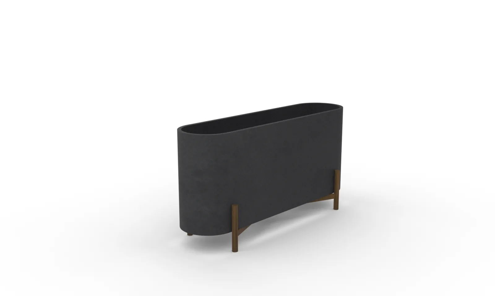 custom planter in steel with pill-shape and matte black powdercoat by Icon Modern