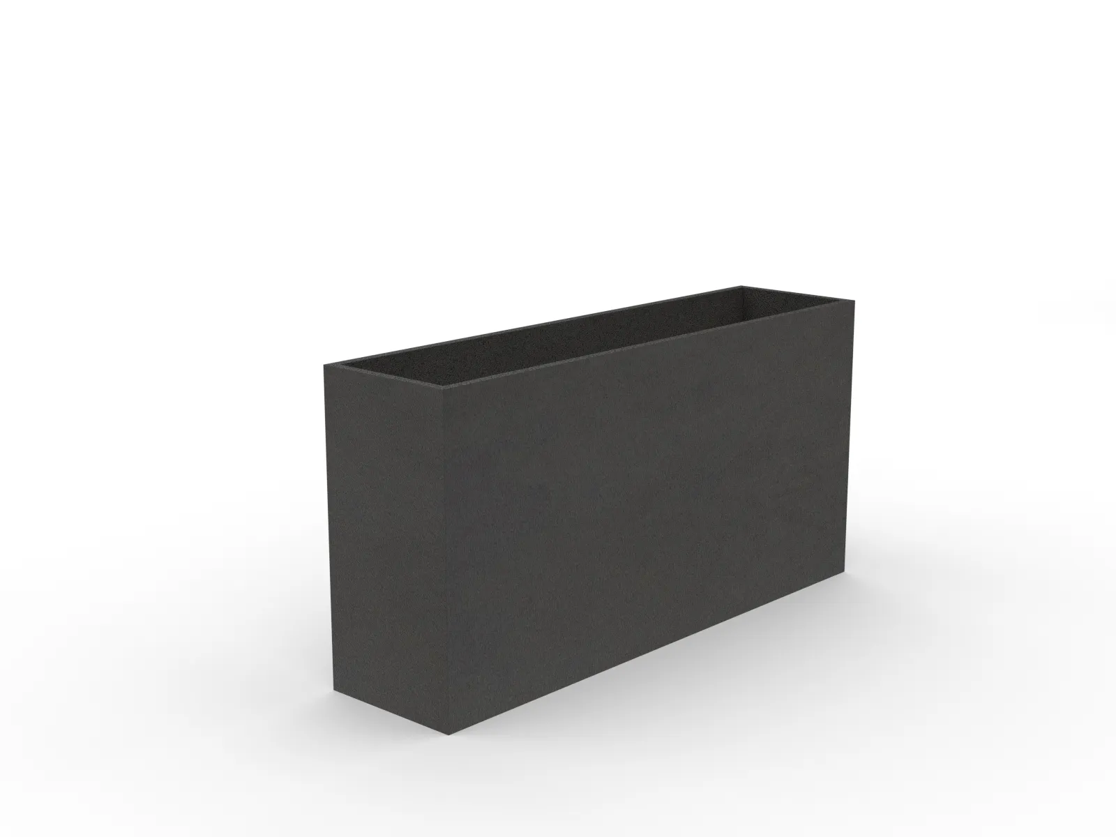 custom planter in steel with rectangle shape and matte black powdercoat by Icon Modern