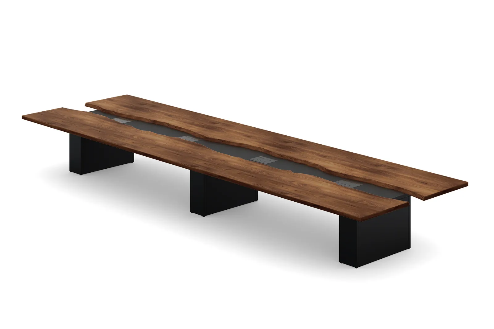 custom walnut conference table rendering by Icon Modern