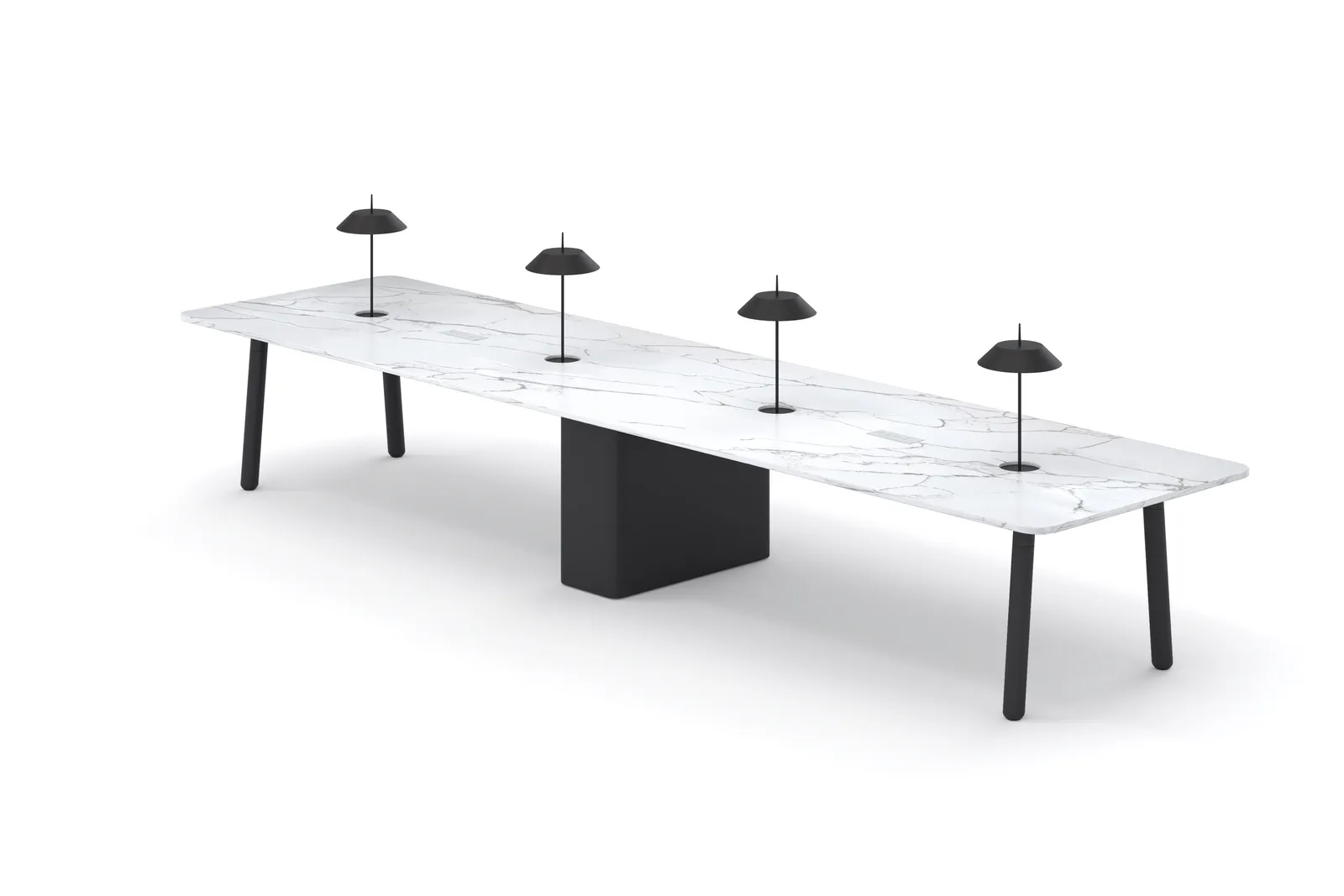 custom stone library table rendering by Icon Modern