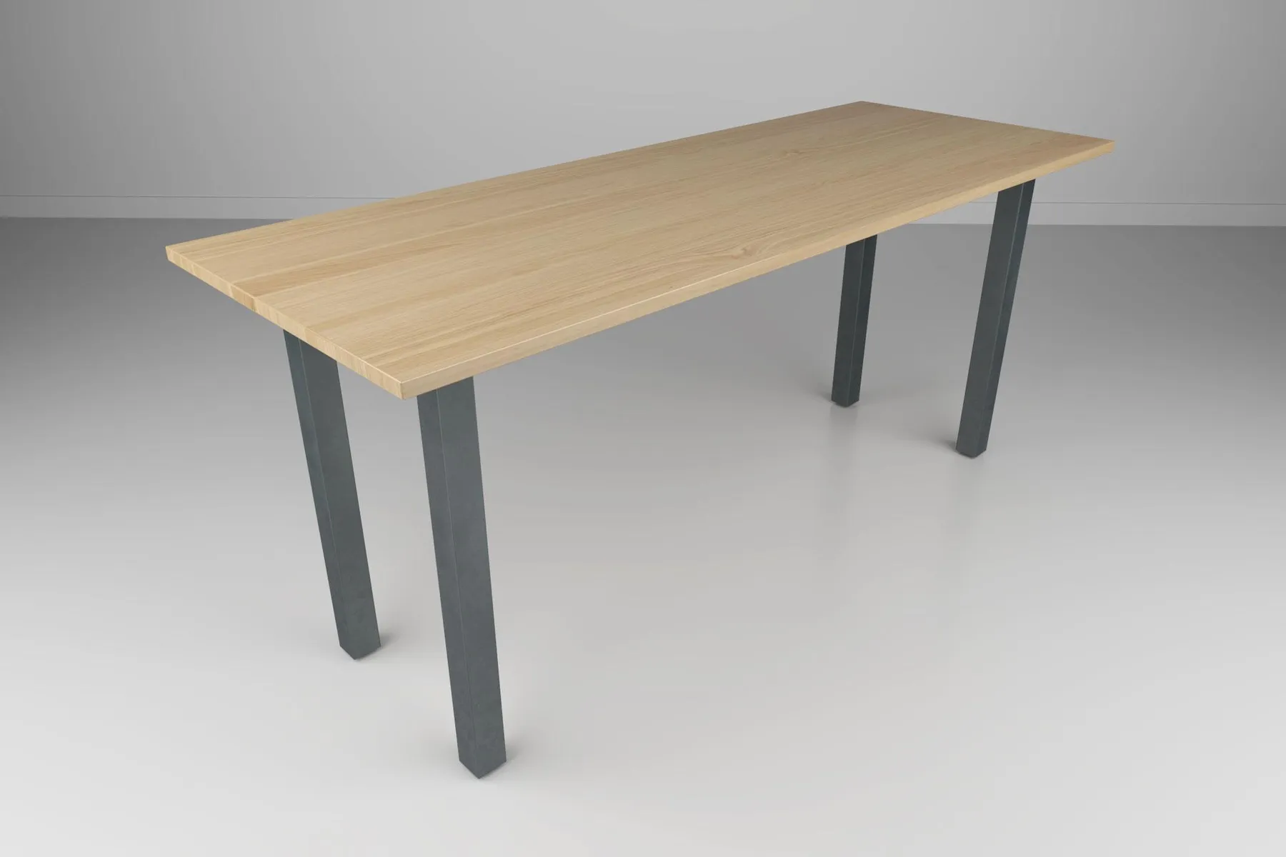 custom community table with steel post base by Icon Modern