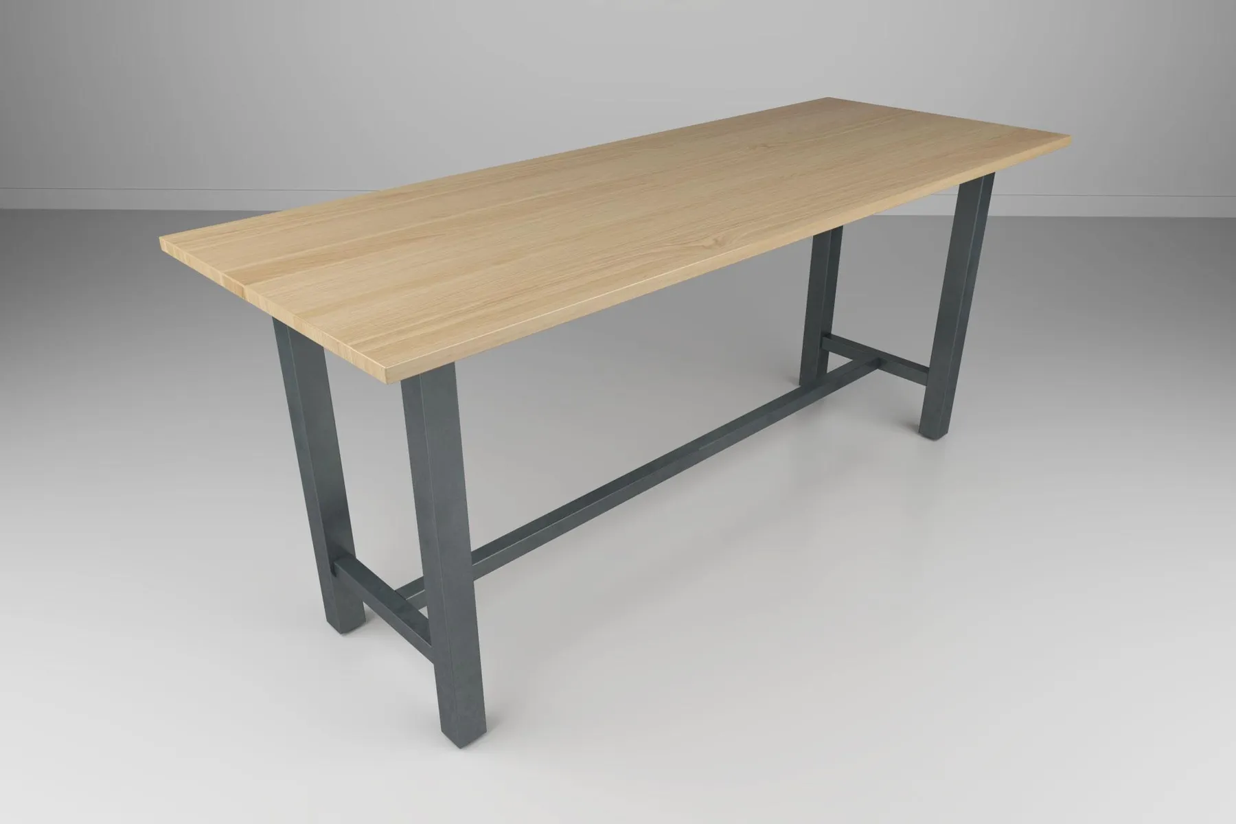 custom community table with footrest by Icon Modern
