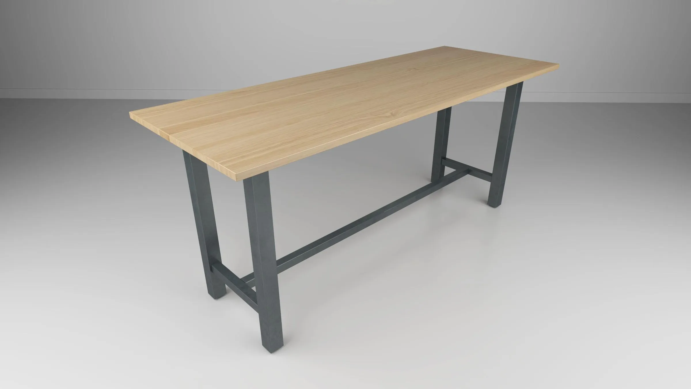 custom community table with footrest by Icon Modern