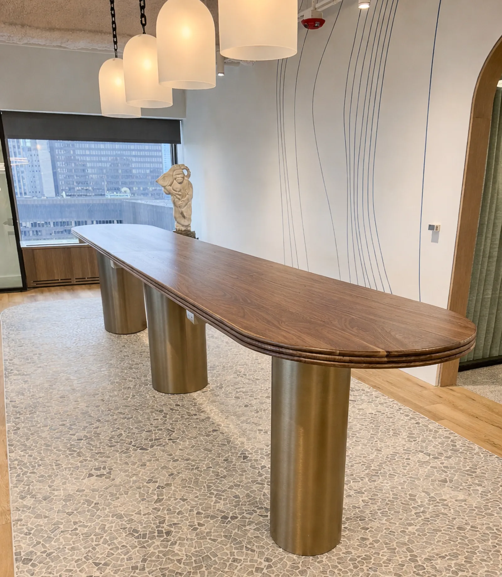 Triple bullnose pill shaped wood table drumb bases 3