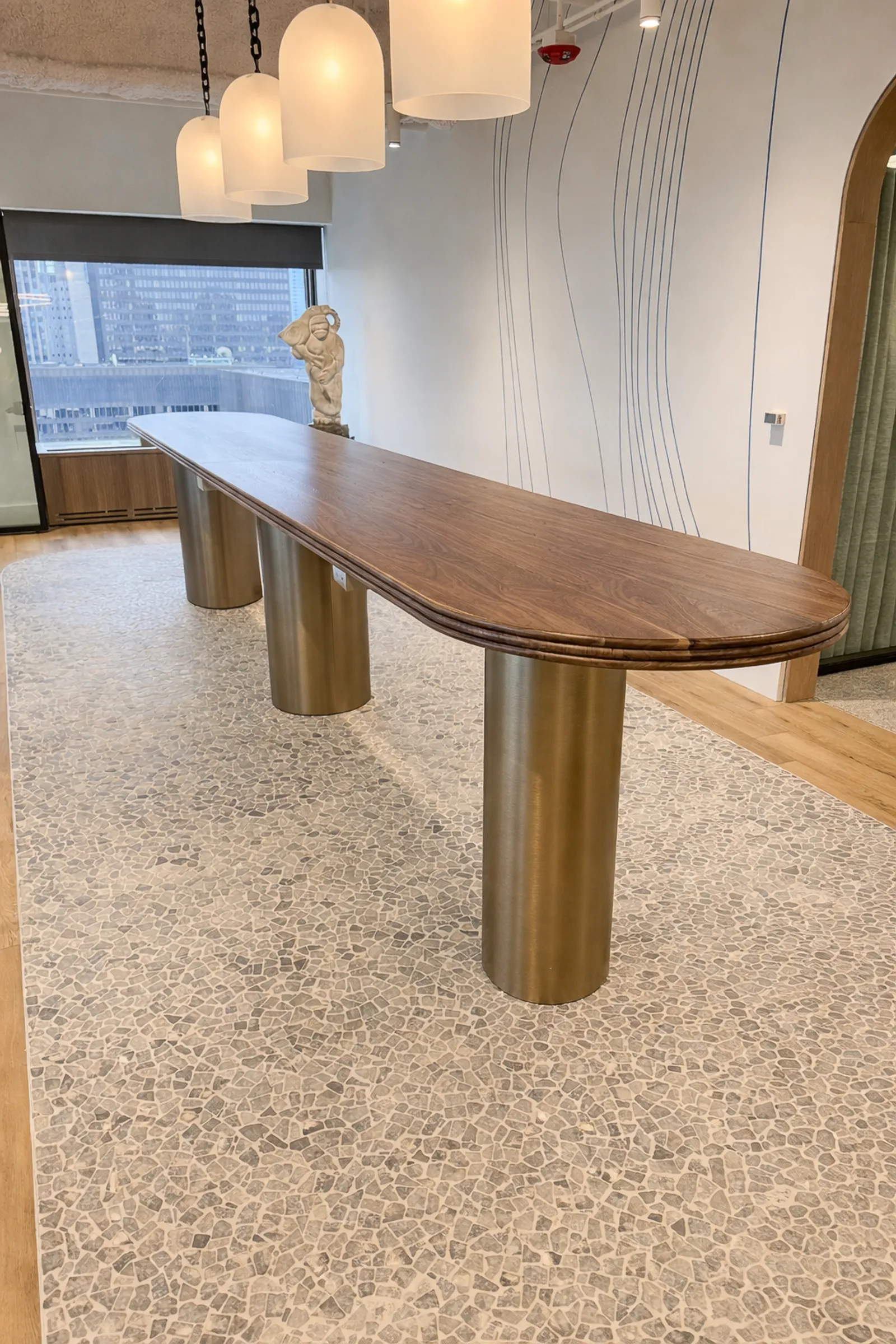 Triple bullnose pill shaped wood table drumb bases 2