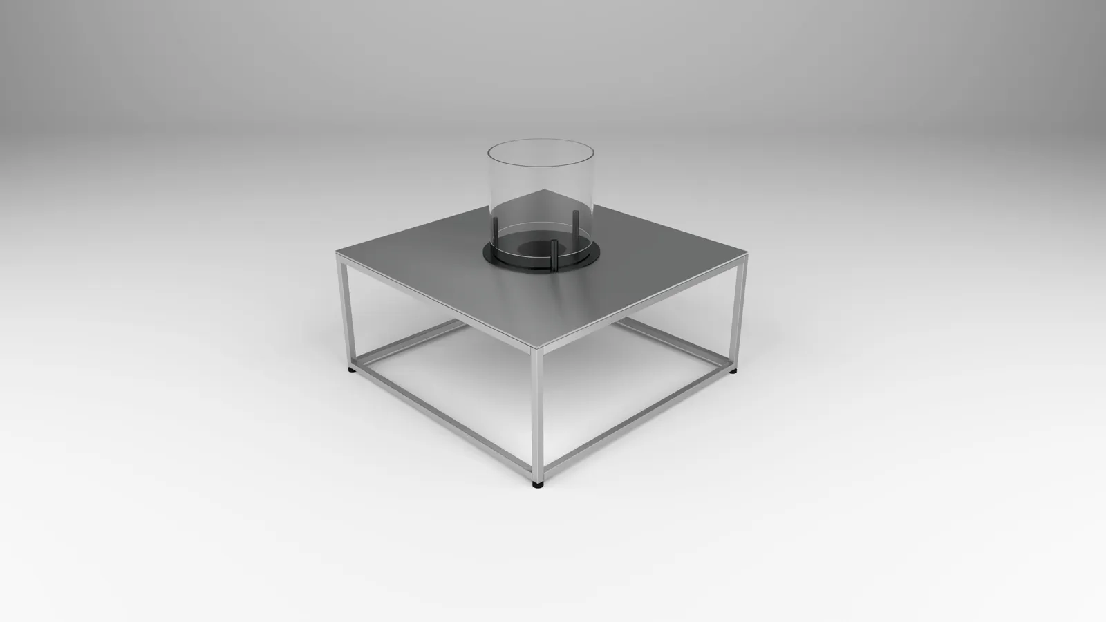 outdoor fire table in aluminum with box base by Icon Modern