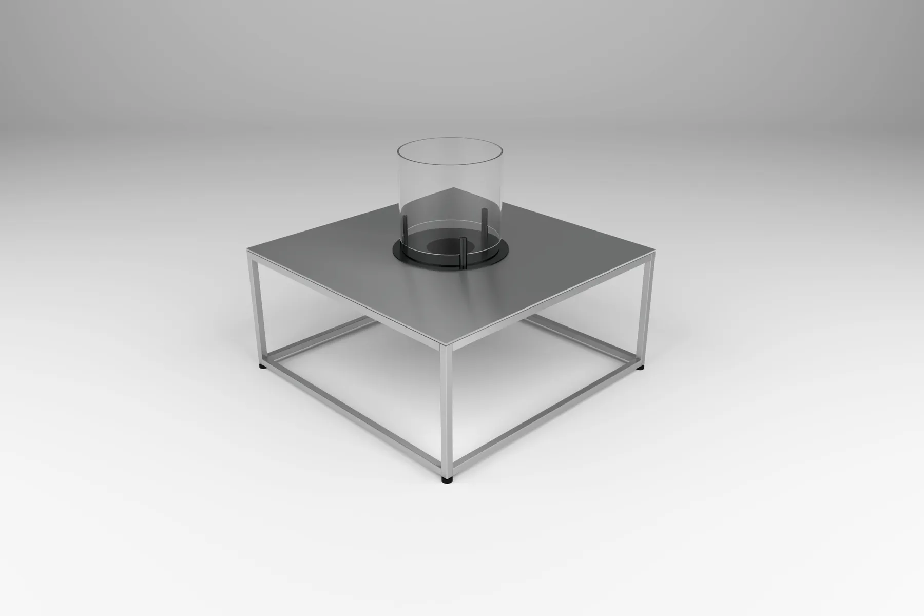 outdoor fire table in aluminum with box base by Icon Modern