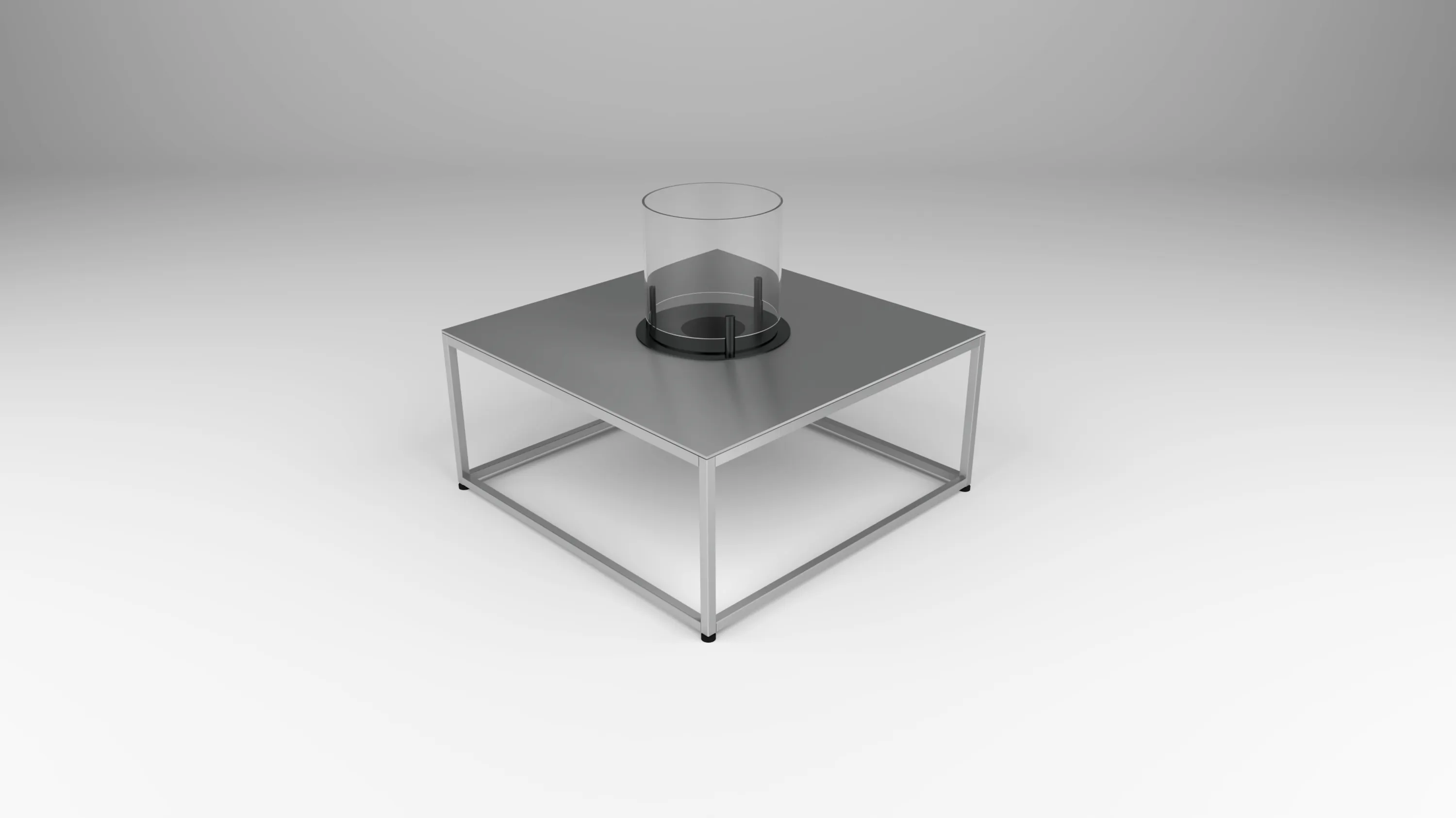 outdoor fire table in aluminum with box base by Icon Modern