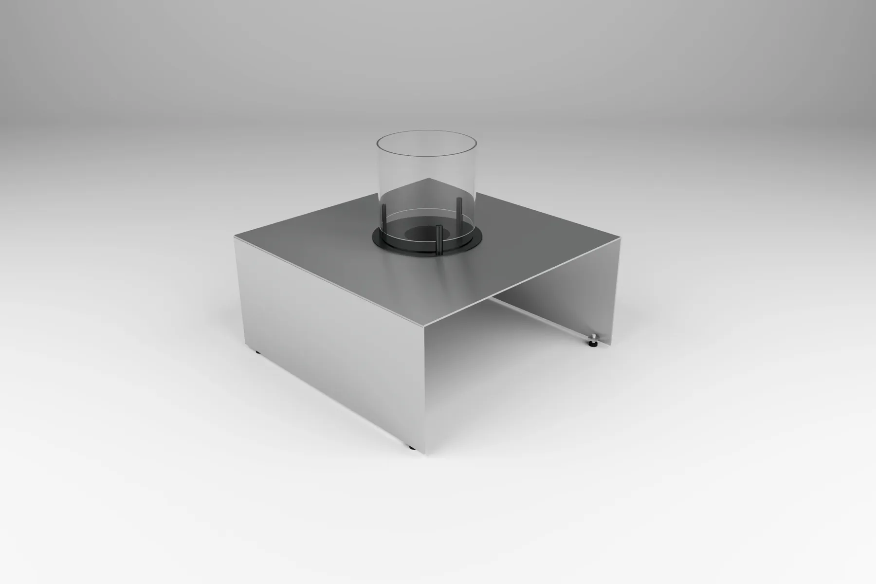 outdoor fire table in aluminum with panel base by Icon Modern