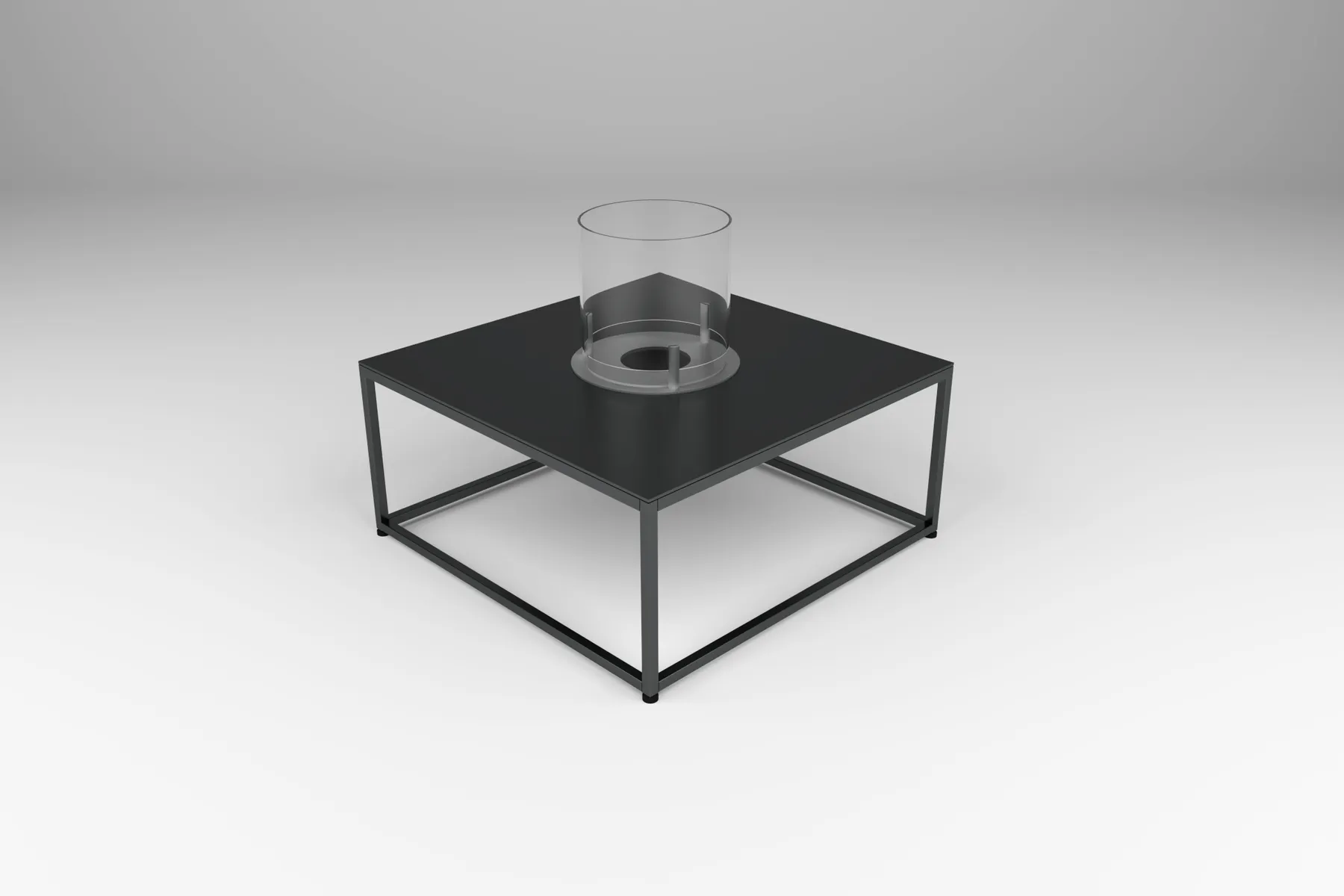 outdoor fire table in steel with box base by Icon Modern