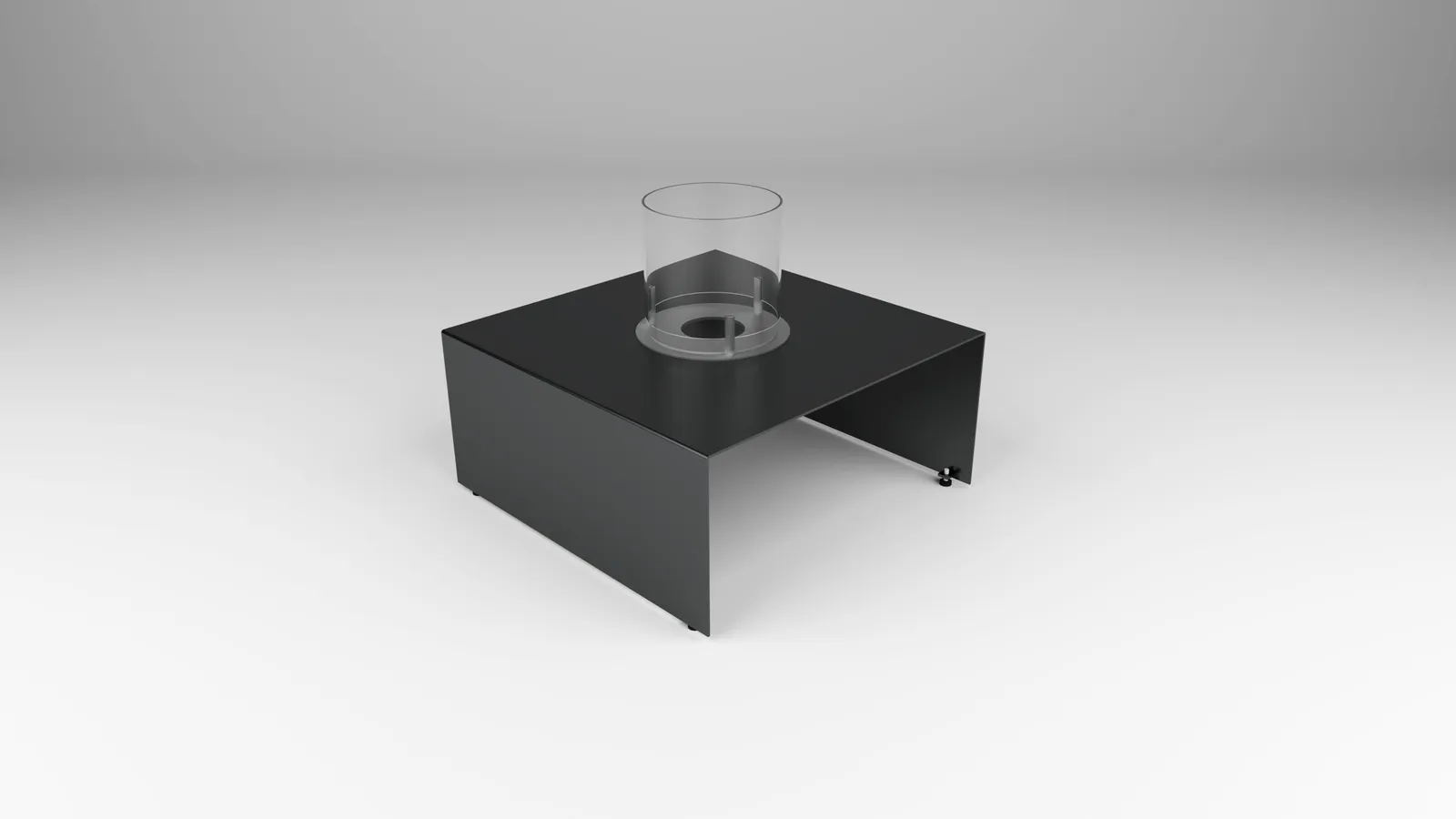 outdoor fire table in steel with panel base by Icon Modern