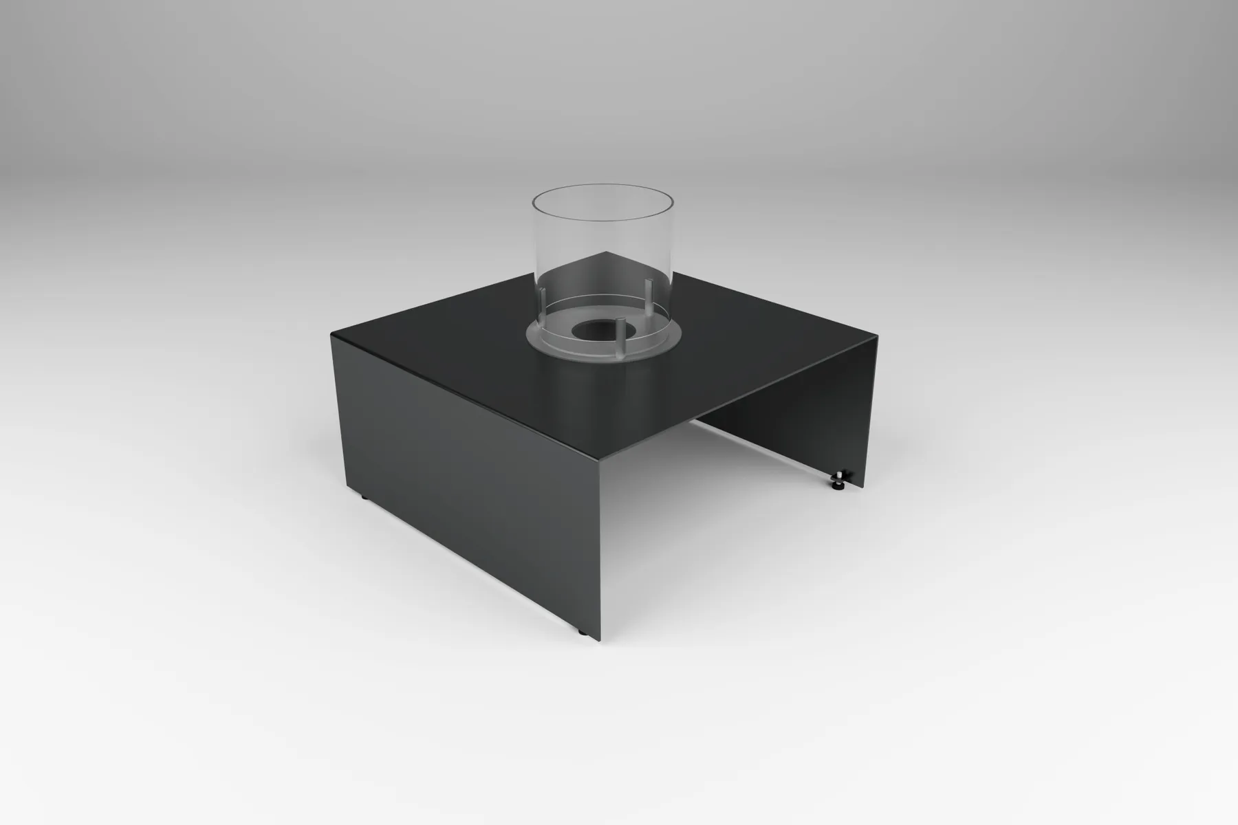 outdoor fire table in steel with panel base by Icon Modern