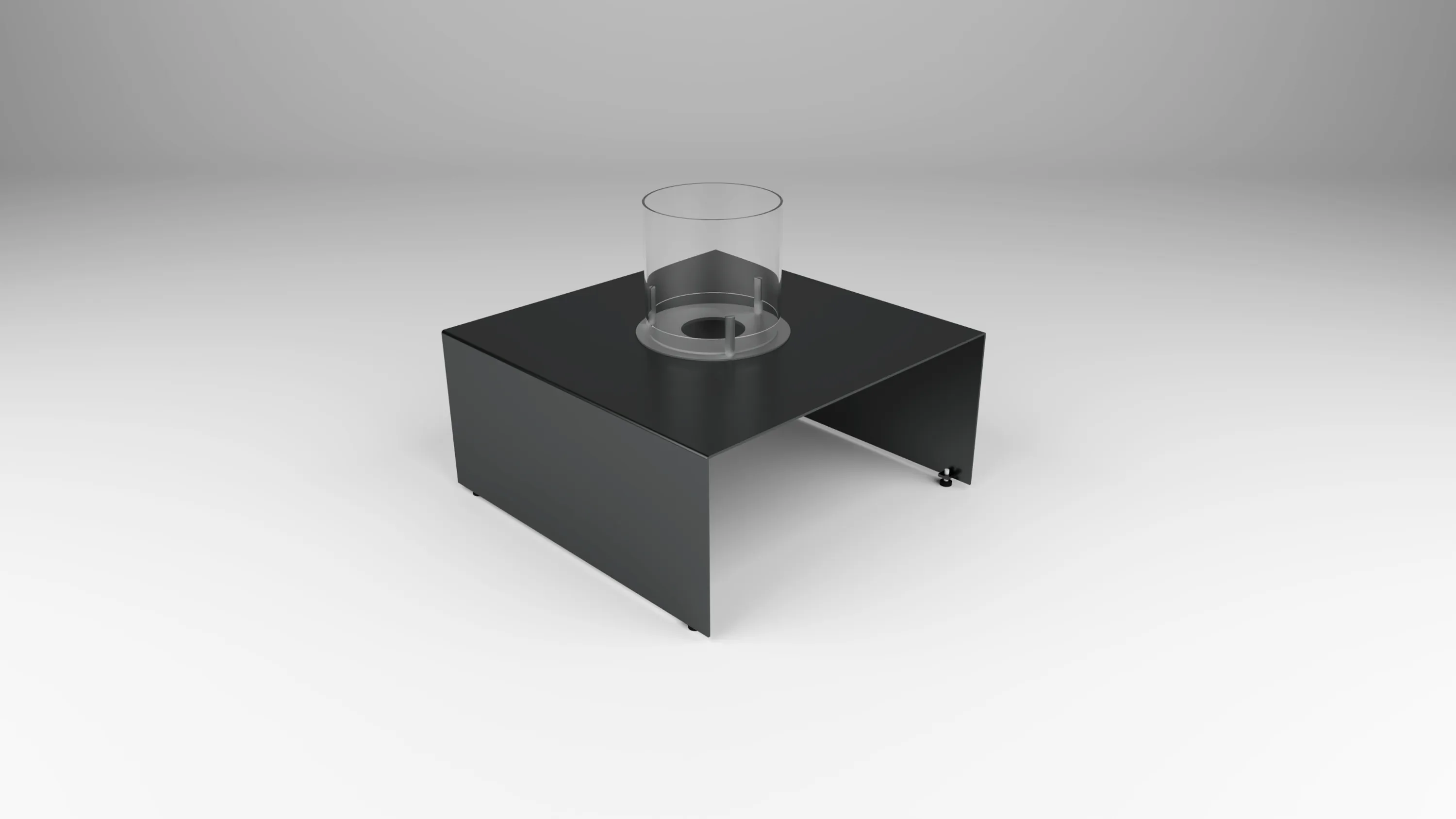 outdoor fire table in steel with panel base by Icon Modern