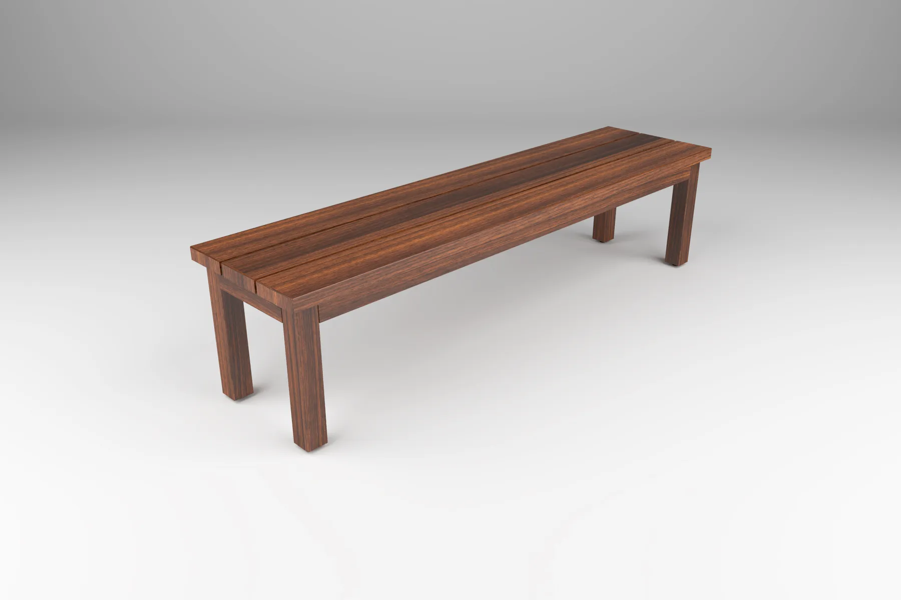 outdoor bench in wood with post base by Icon Modern