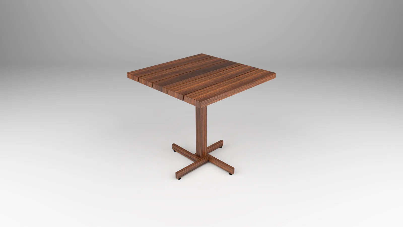 outdoor cafe table in wood with wood base by Icon Modern