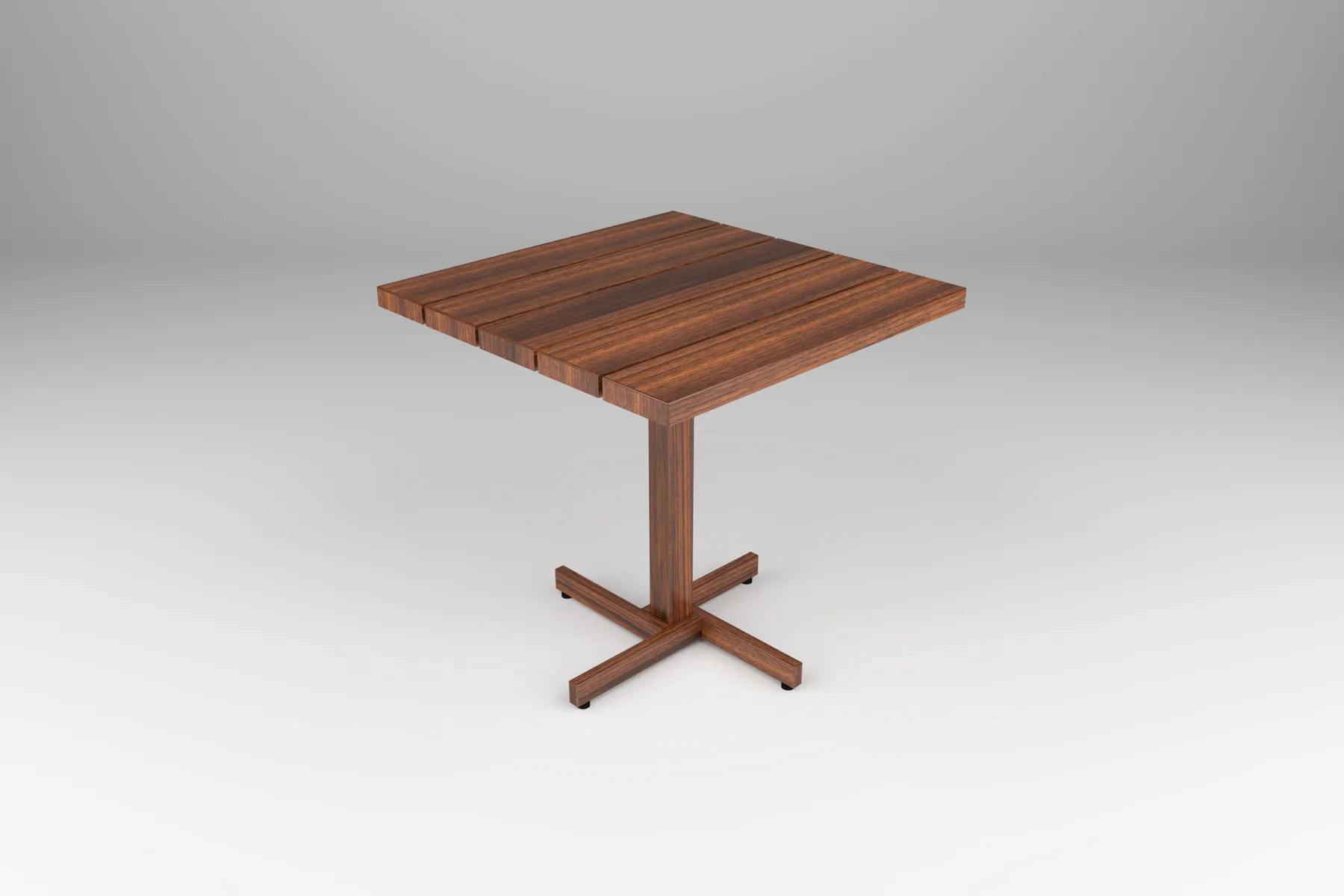 outdoor cafe table in wood with wood base by Icon Modern