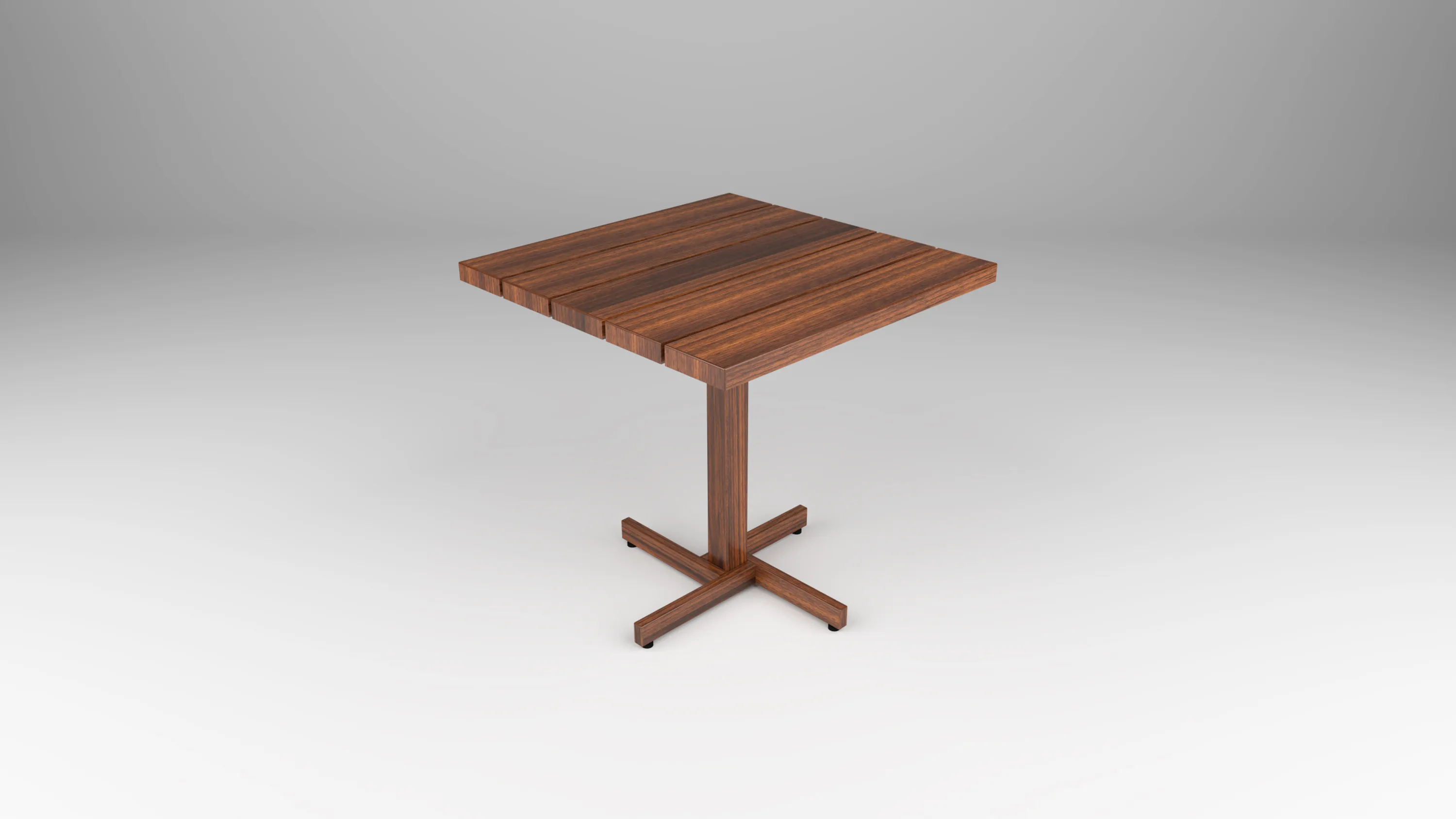outdoor cafe table in wood with wood base by Icon Modern