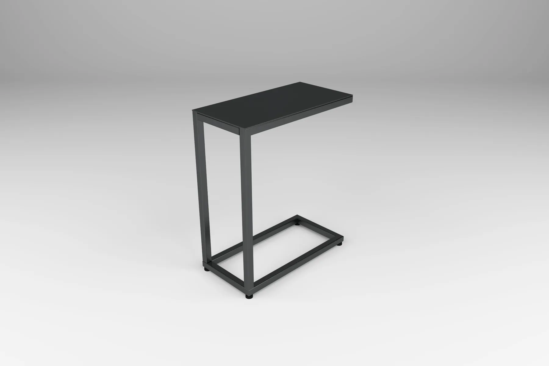 outdoor laptop table in hot rolled steel with L-shape base by Icon Modern