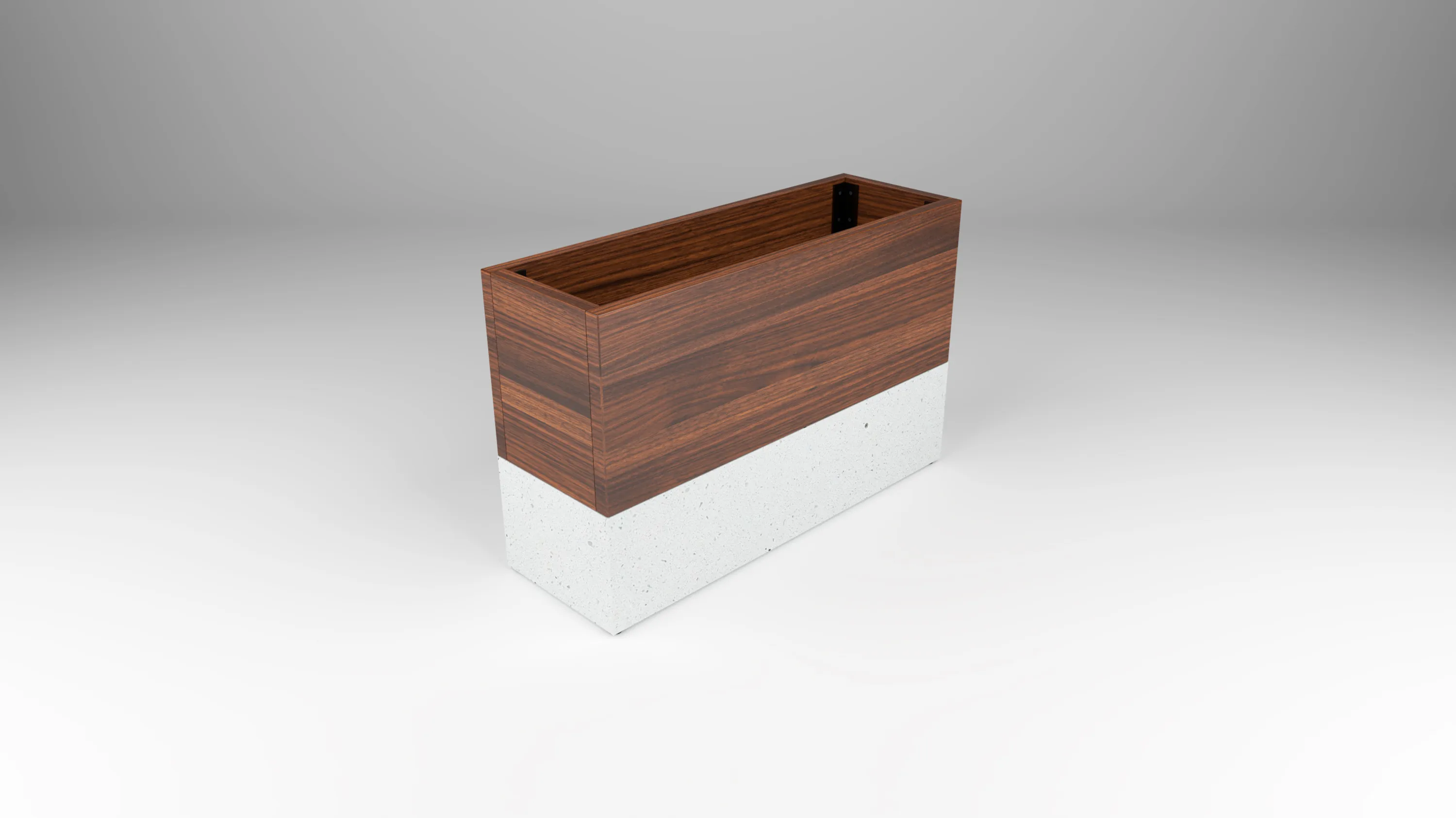 outdoor planter in wood with Zachary A Design base by Icon Modern