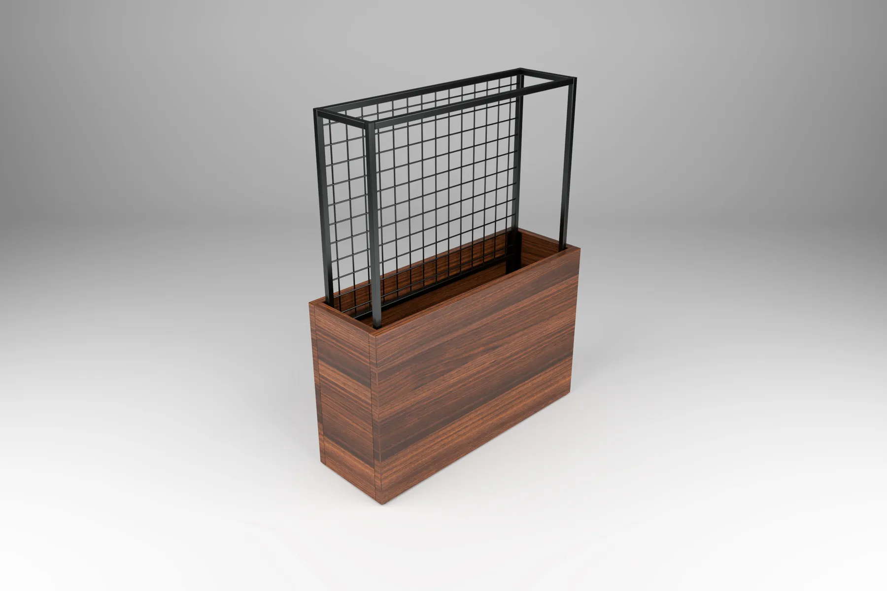 outdoor planter in wood with steel trellis by Icon Modern